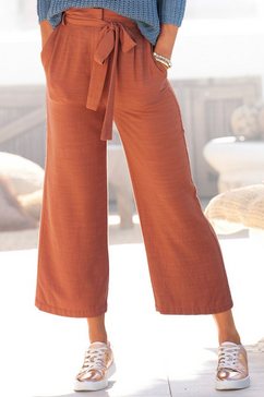 lascana culotte van zachte twill (met een bindceintuur) oranje