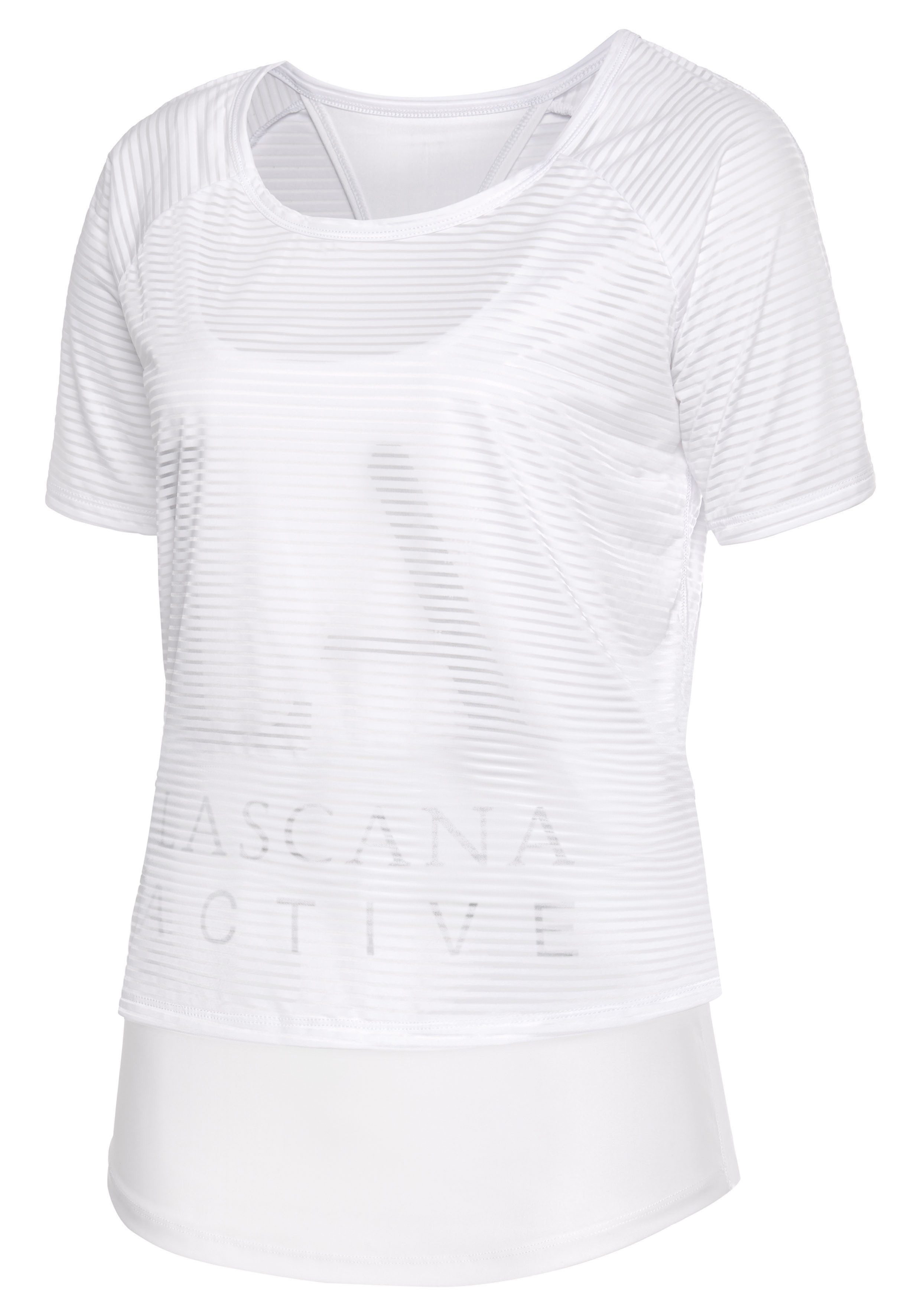 active by Lascana Functioneel shirt Digital Mauve 2-in-1 t-shirt in laagjesdesign