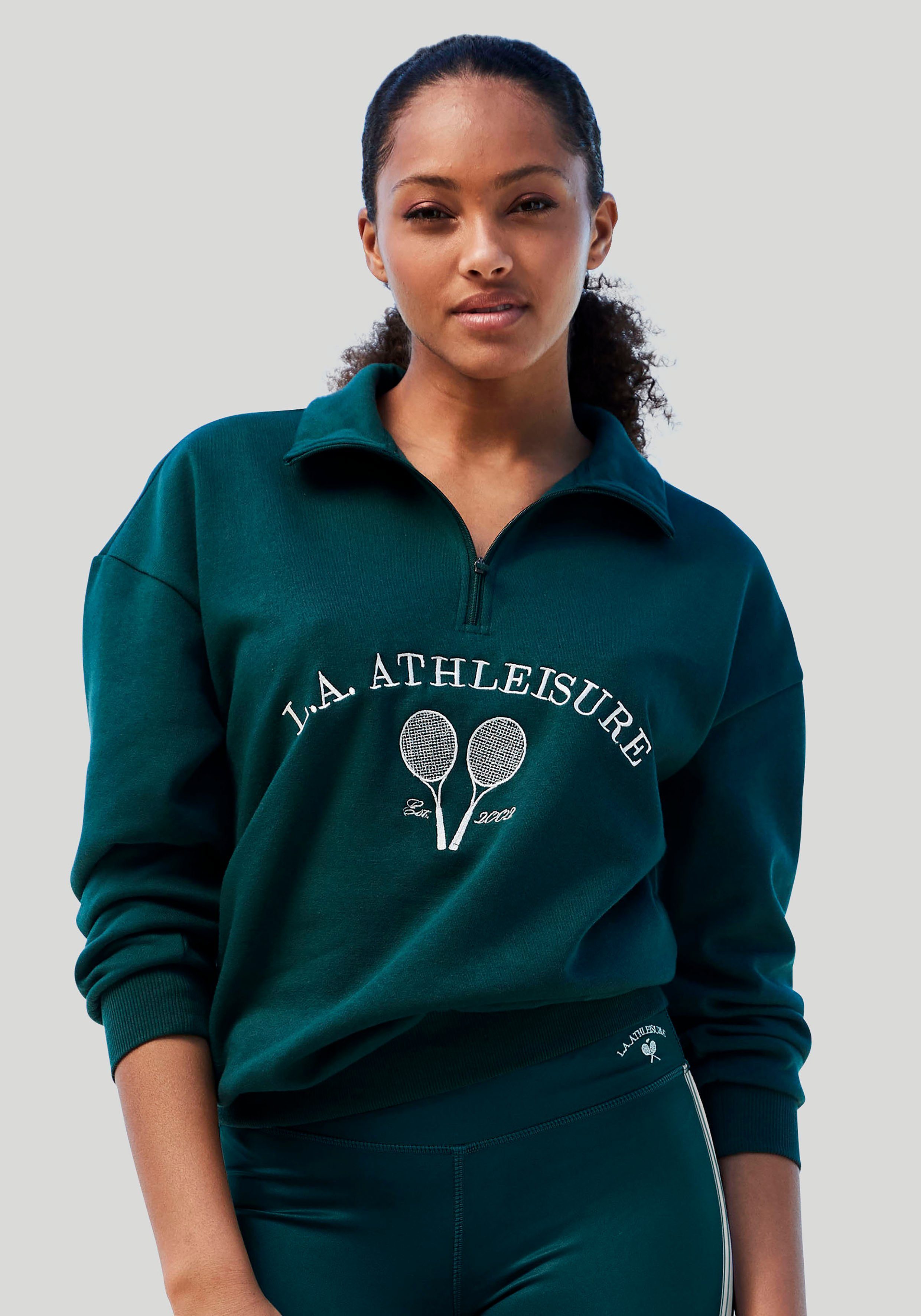 active by Lascana Sweatshirt Tennis met staande kraag en ritssluiting