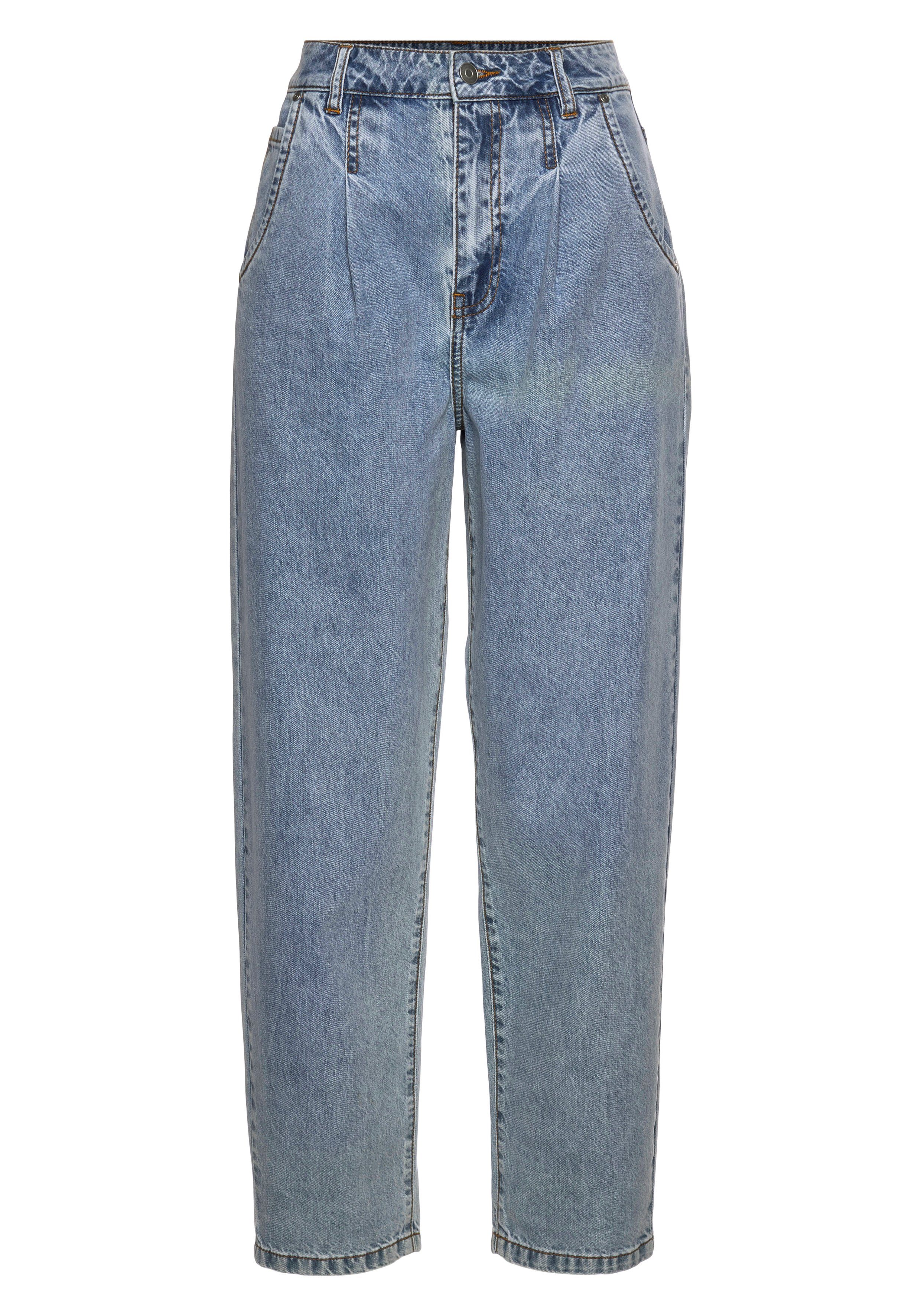 Buffalo Relax fit jeans in high-waist-vorm met plooien, verkorte lengte, modieus