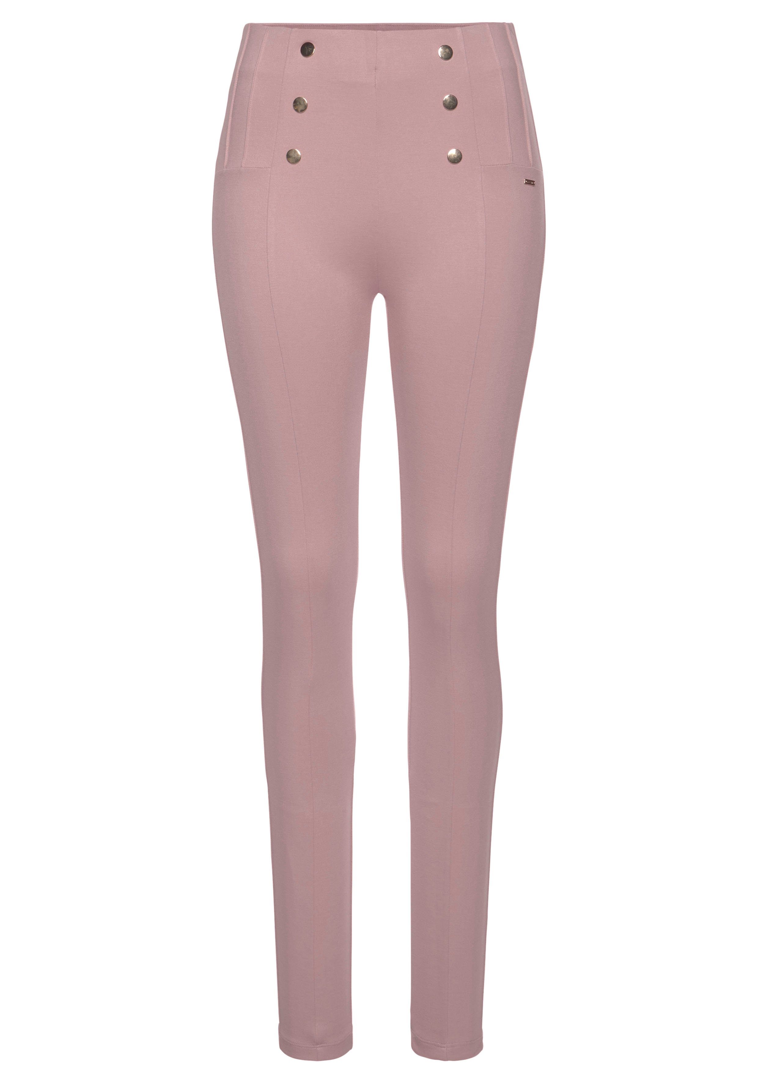 Lascana Highwaist legging met decoratieve knopen leggings maat 32/34 roze