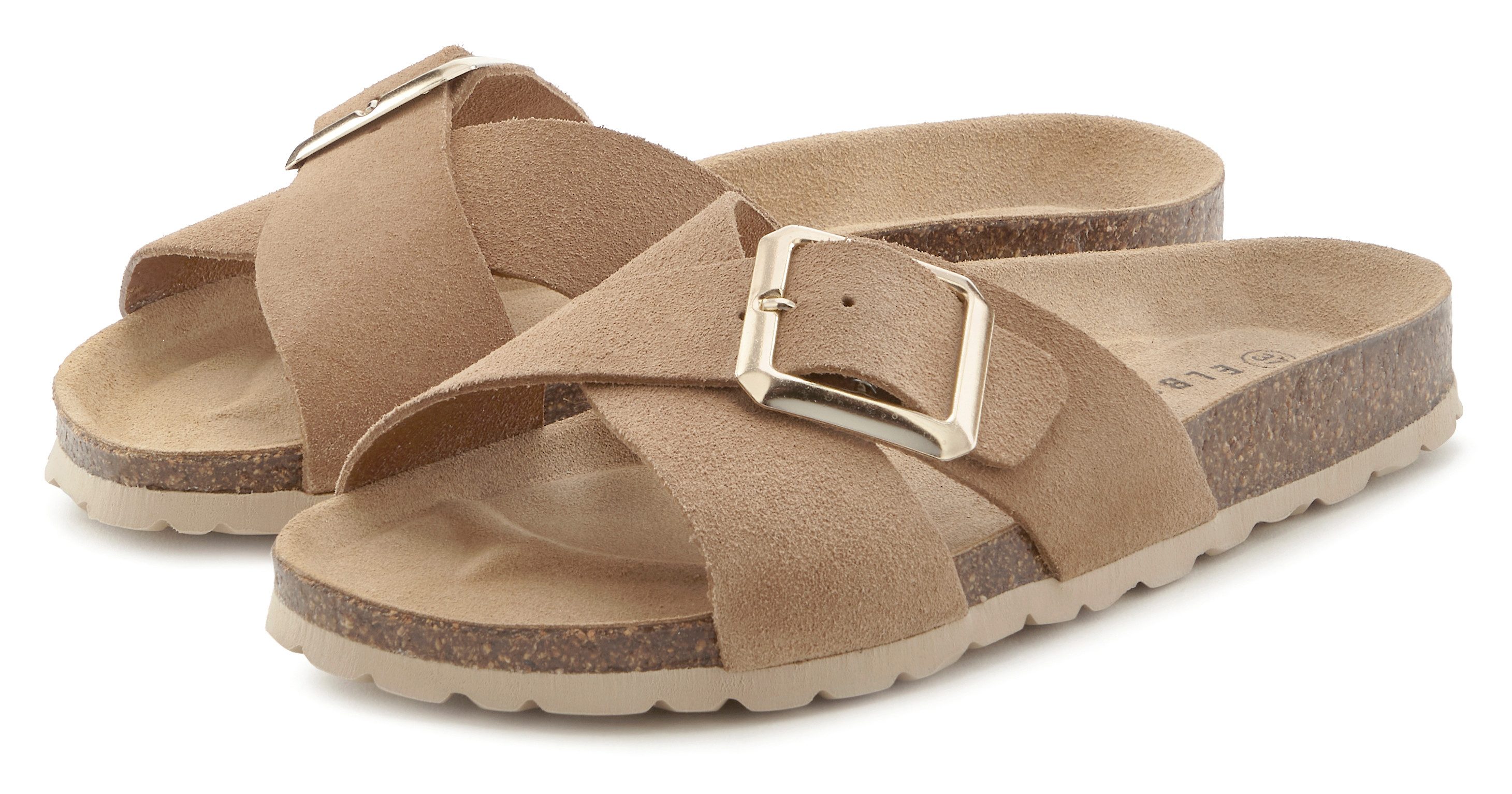 Elbsand Slippers Mule, Sandalen, open schoen Mule, sandaal, open schoen, hoogwaardig leer, zacht kurken voetbed