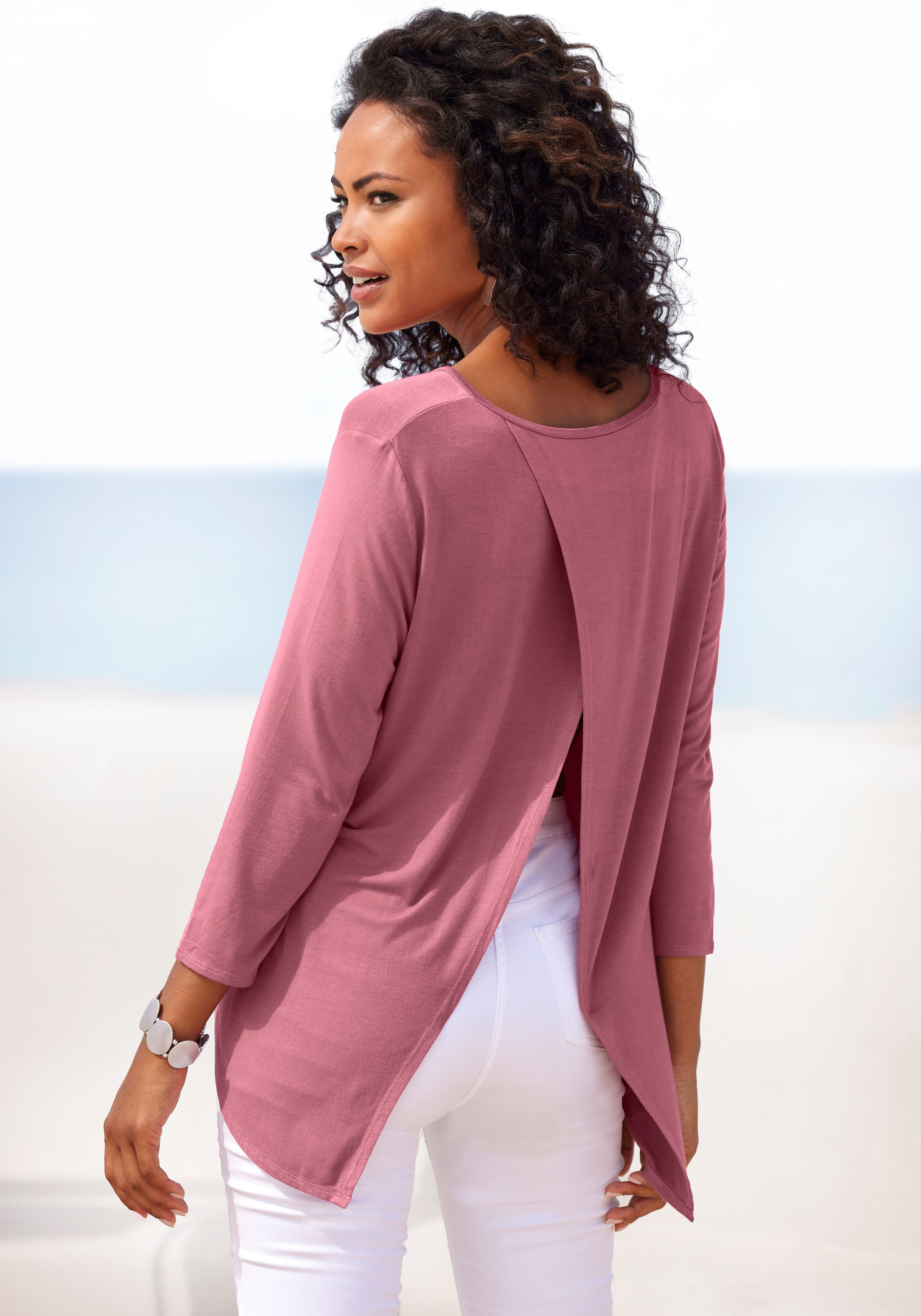 Lascana Shirt met 3/4 mouwen Met modieuze split aan de achterkant