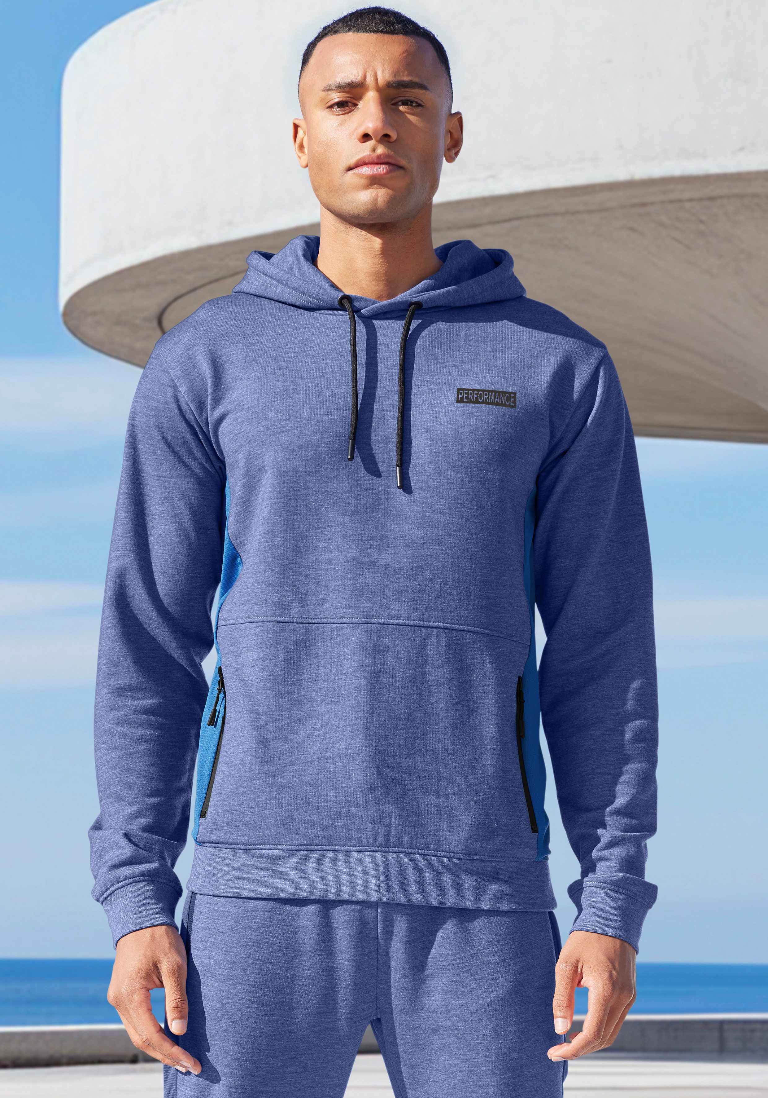 AUTHENTIC LE JOGGER Capuchontrui - Sport-Hoodie gemêleerde look, met ritszak