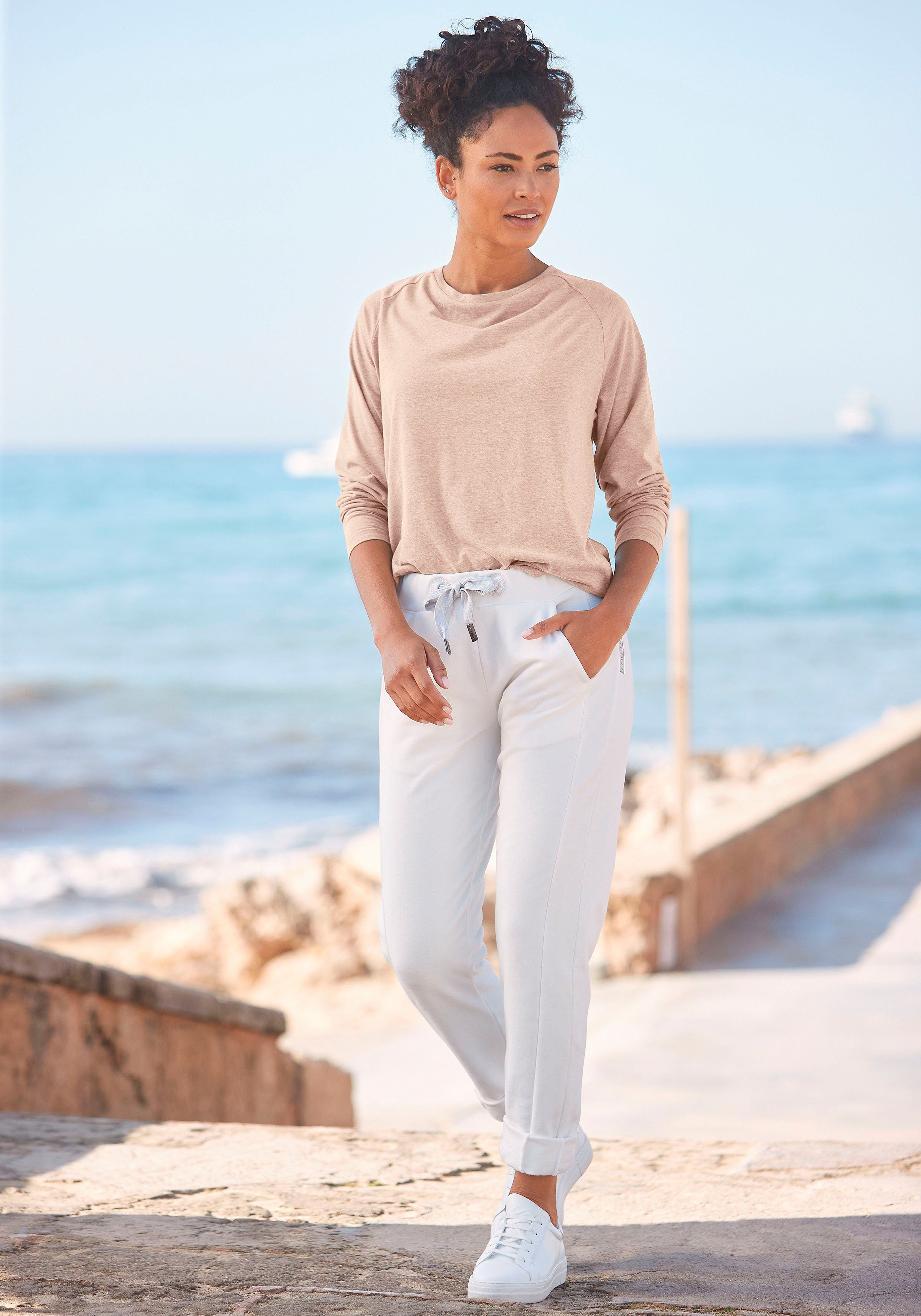 Elbsand Longsleeve Tira met logoprint op de rug, shirt met lange mouwen, sportief-casual