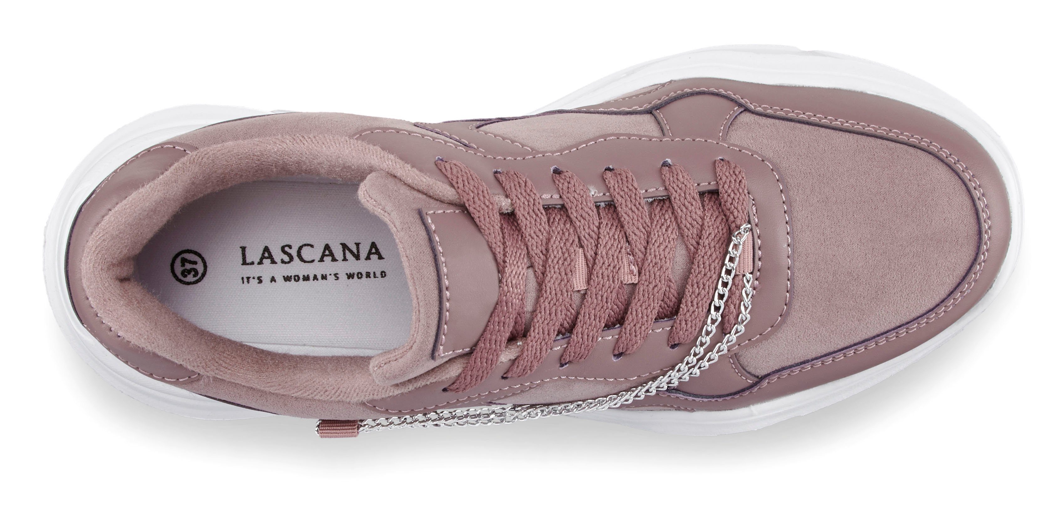 Lascana Sneakers met chunky zool & kettingen, veterschoenen, vrijetijdsschoenen vegan