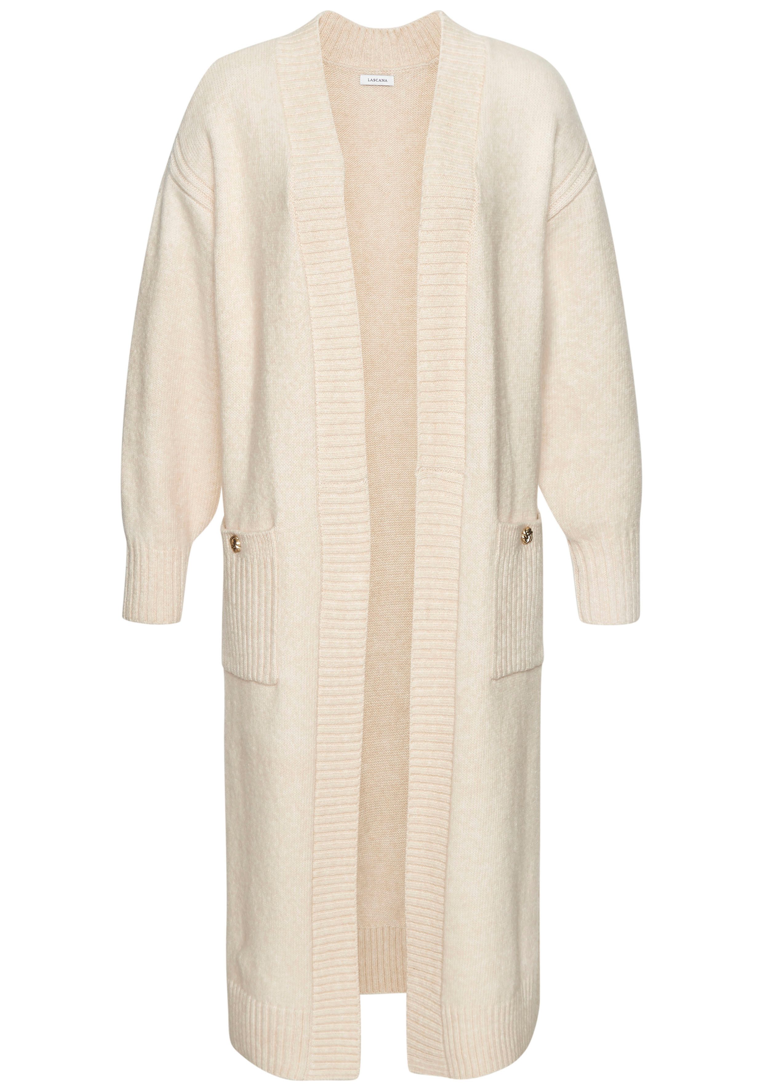 Lascana Lang vest heerlijk zacht breisel strandvesten maat 40/42 beige