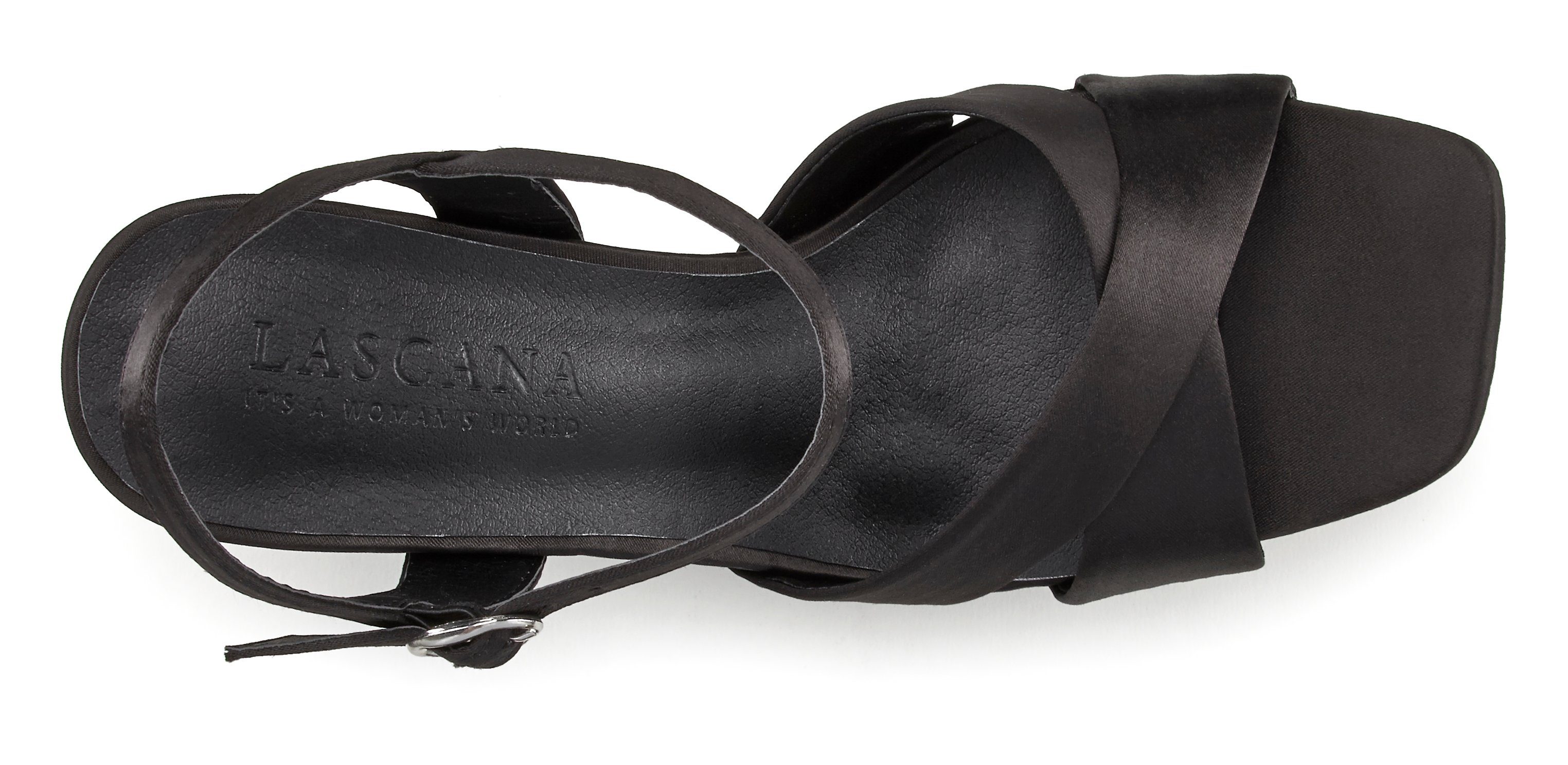 Lascana Sandalen High heel sandaal met plateau en blokhak in satijnlook VEGAN