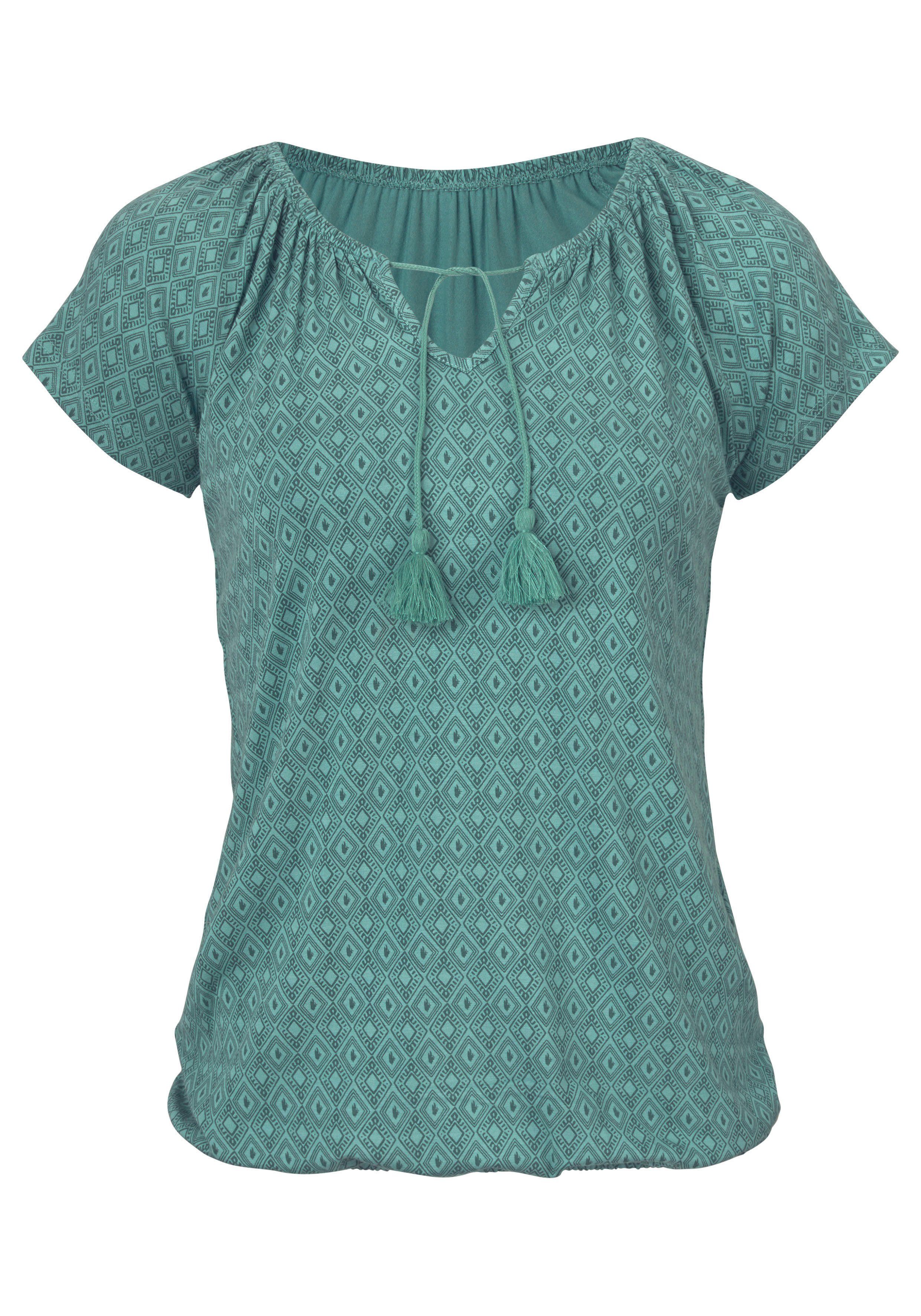 Vivance Shirt met korte mouwen Met iets aangerimpelde hals (Set van 2)