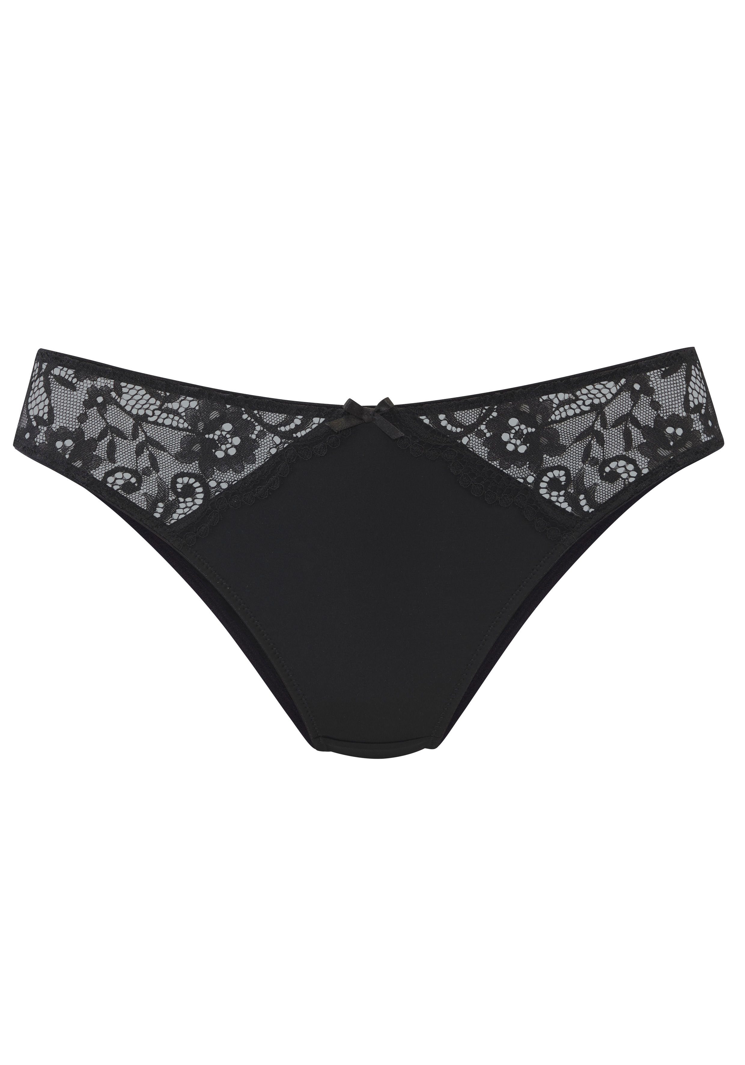 Nuance Slip van zacht microtouch-materiaal met kantinzetten, basic slips maat 40/42 zwart