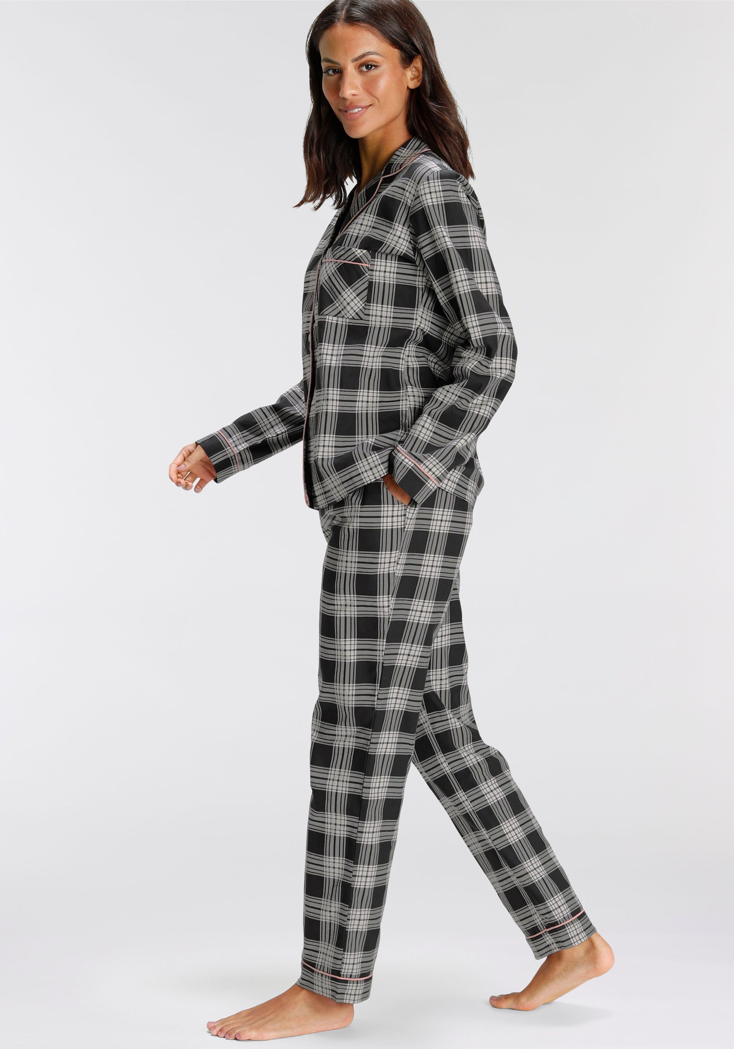 Pyjama met ruitmotief all-over flanel (set, 2-delig) in de webshop | LASCANA