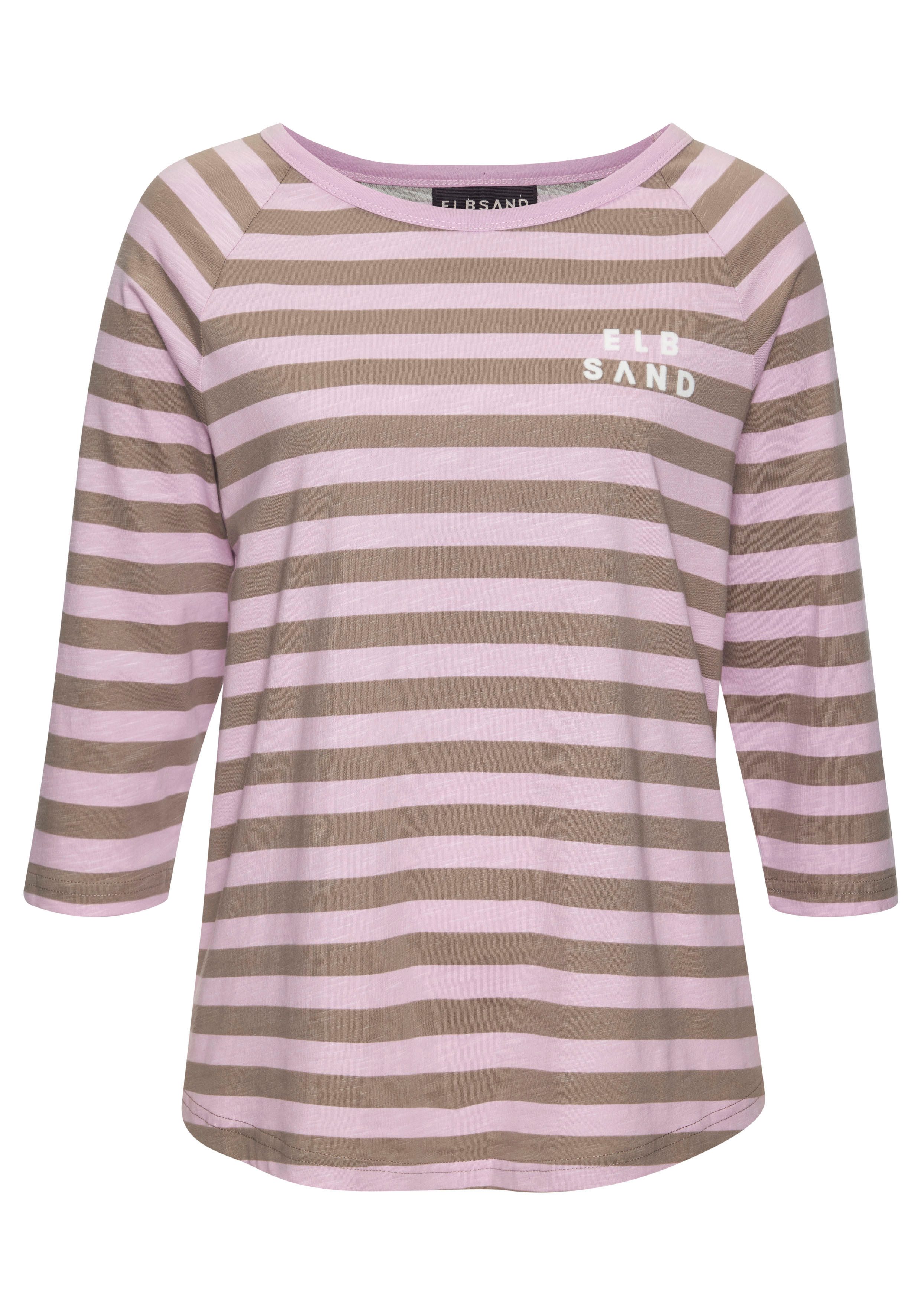Elbsand Shirt met 3/4 mouwen met strepen, ronde halslijn, jersey shirt