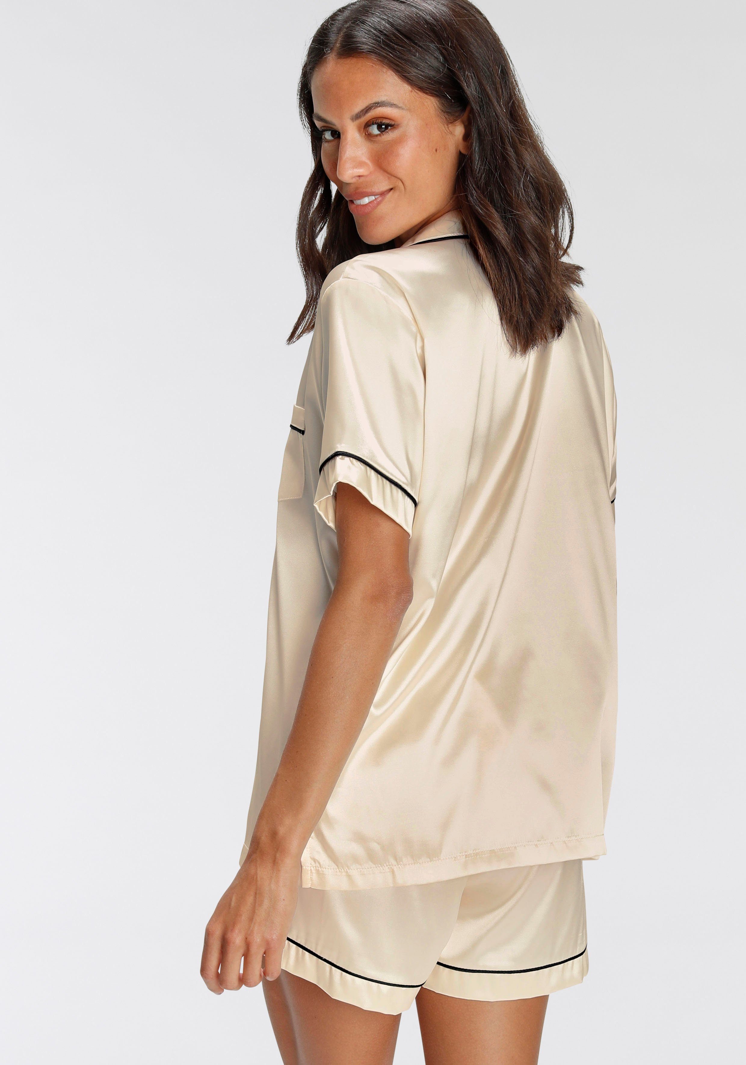 Bruno Banani Shortama met contrasterende paspel-details (2-delig, 1 stuk)