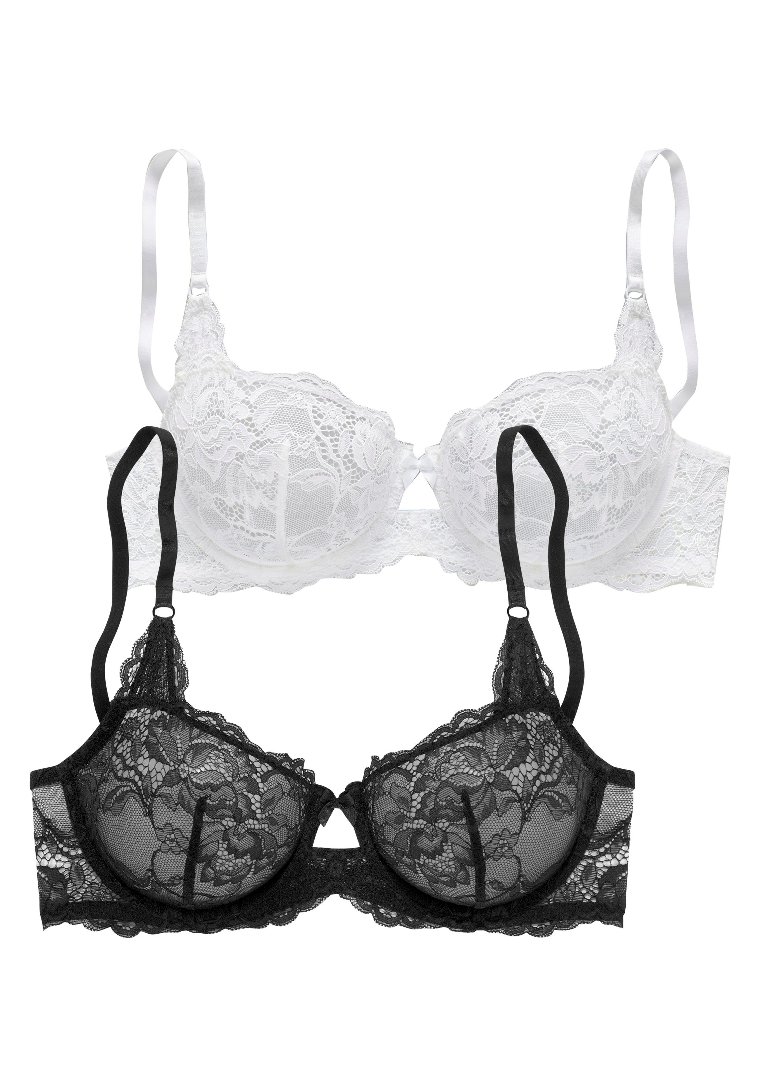 Petite fleur Balconette-bh van edele, bloemige kant, lingerie (Set van 2)