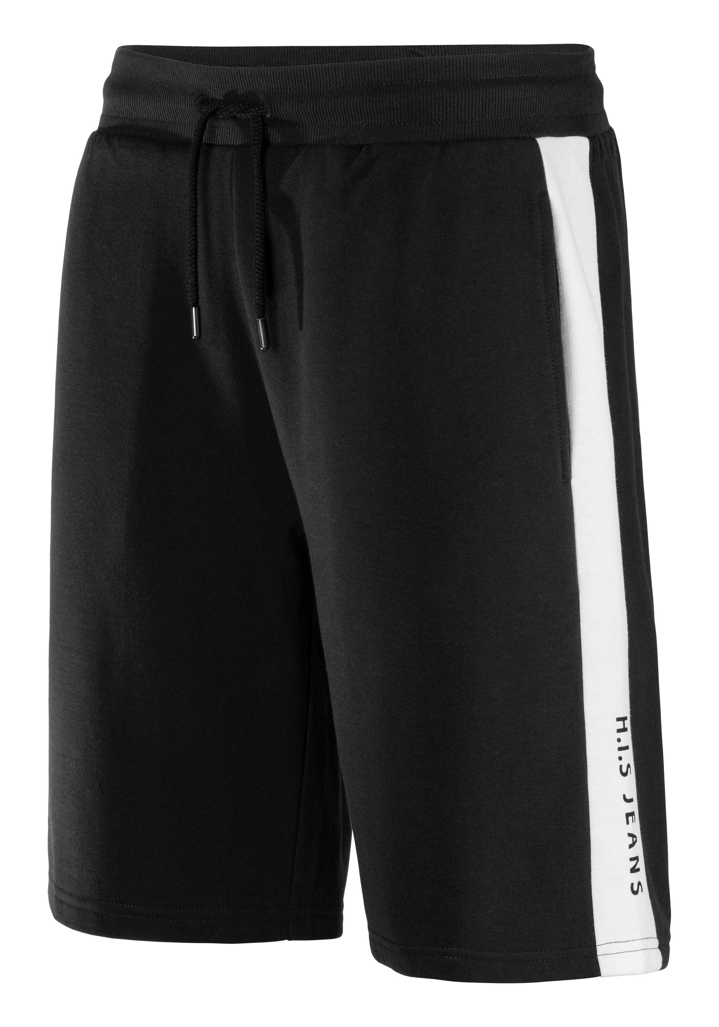 H.I.S Sweatshort opzij strepen met logoprint