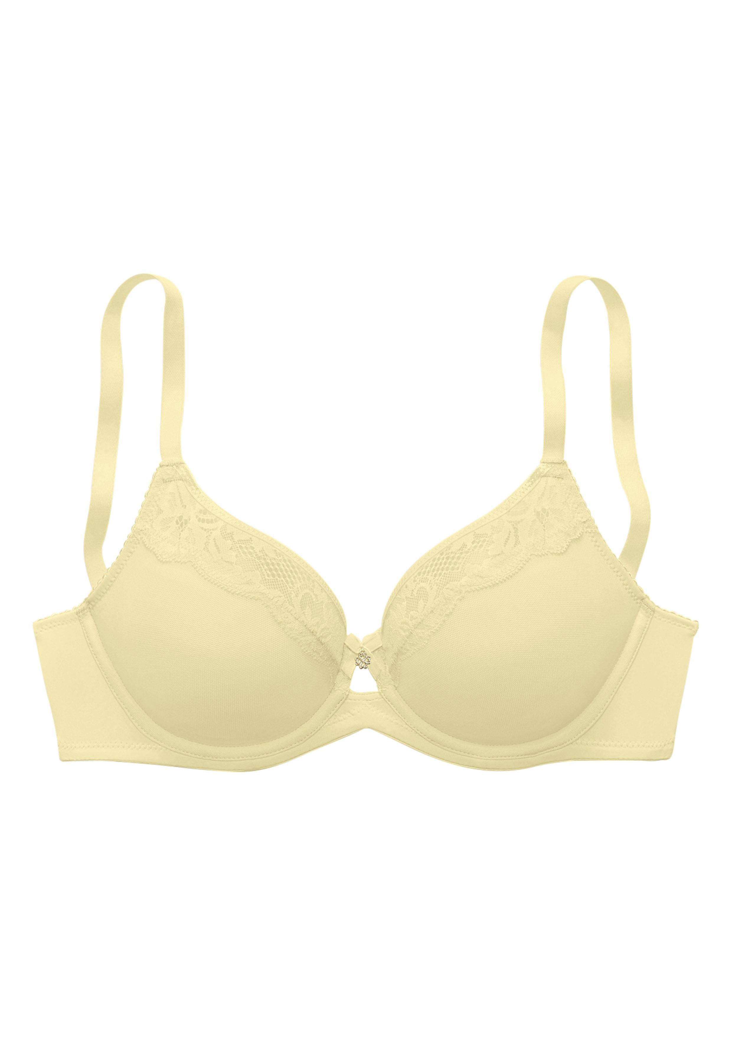 Lascana Beugel-bh met fijne kanten rand en sierstrik voor, dessous beugel bh's maat 85 B geel
