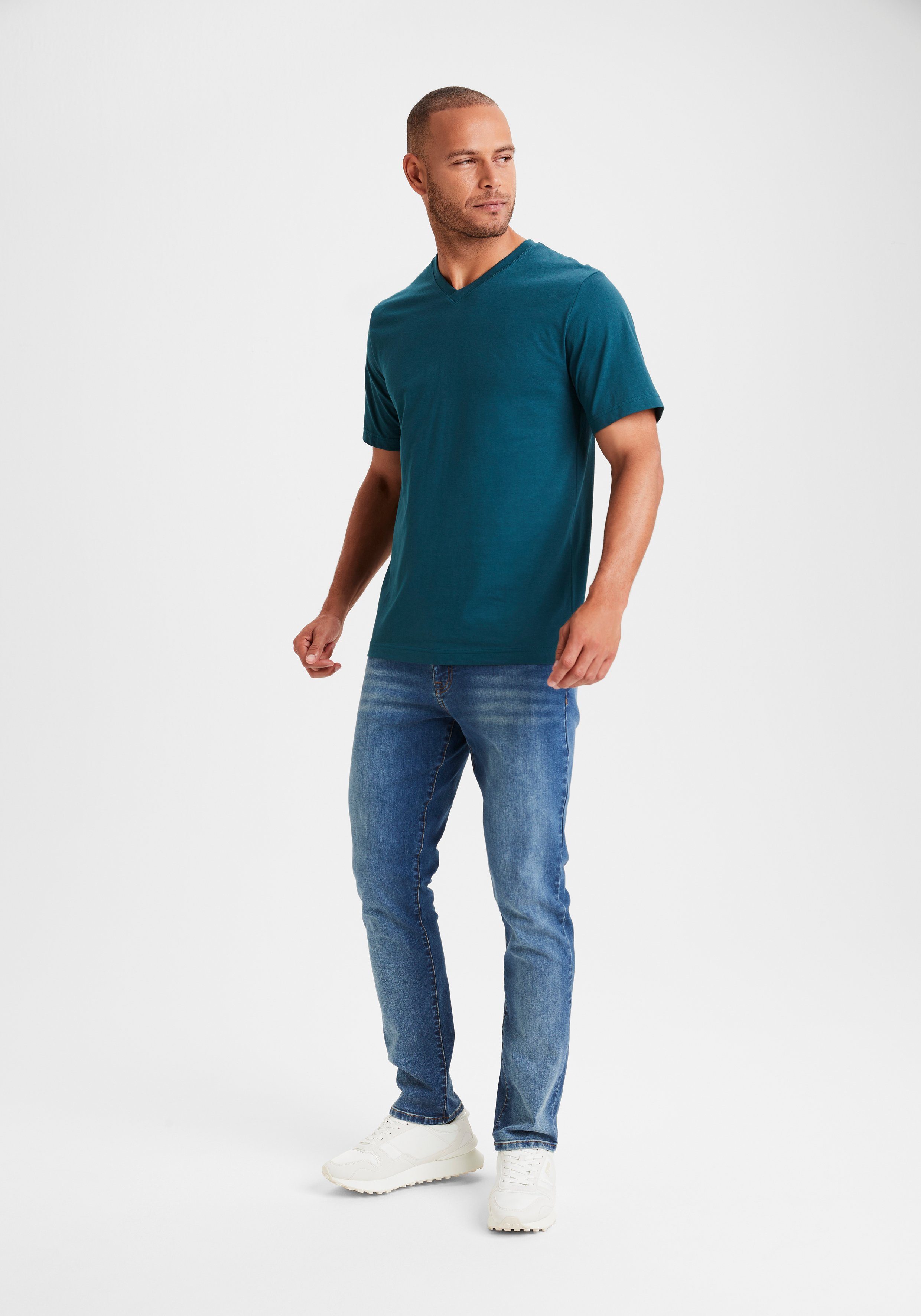 H.I.S T-shirt met v-hals van katoen, onderhemd, t-shirt (set, 3-delig)