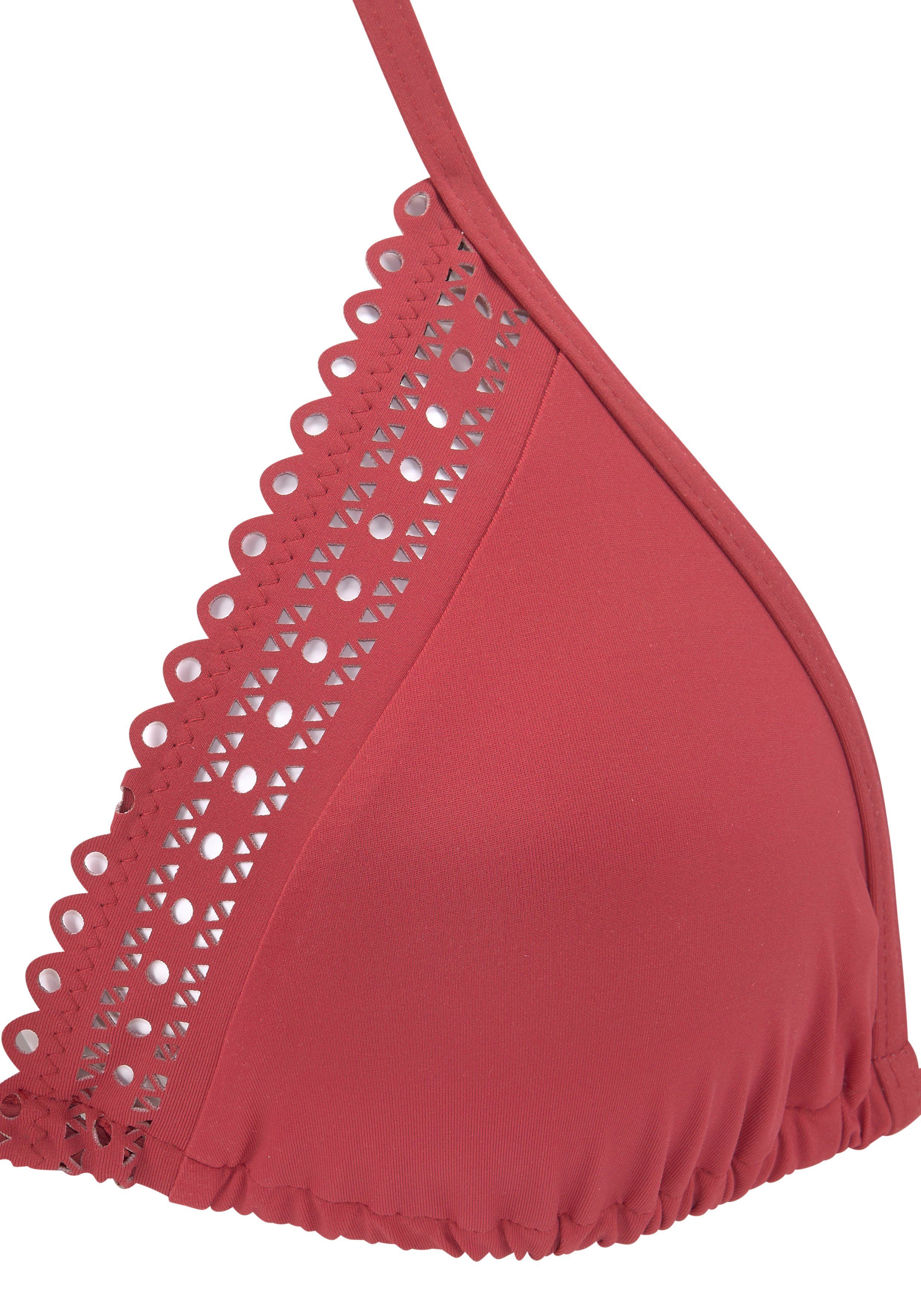 s.oliver red label beachwear triangel-bikinitop aiko met gehaakte look rood