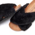 lascana slippers pantoffels met comfortabel kurkvoetbed en heerlijk zacht imitatiebont zwart