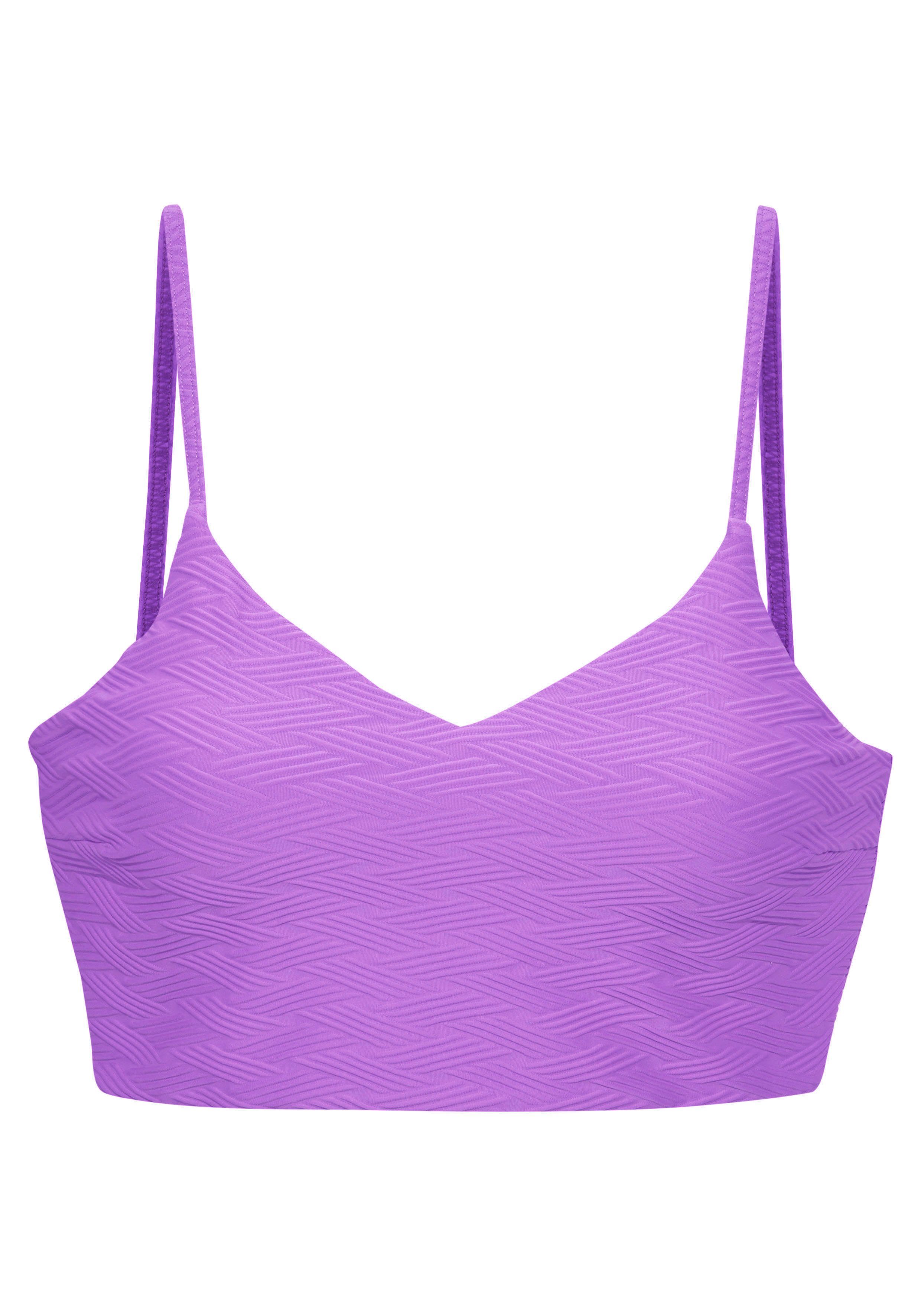 Sunseeker Crop-bikinitop Loretta met structuurpatroon bustier bikini's maat 34 paars