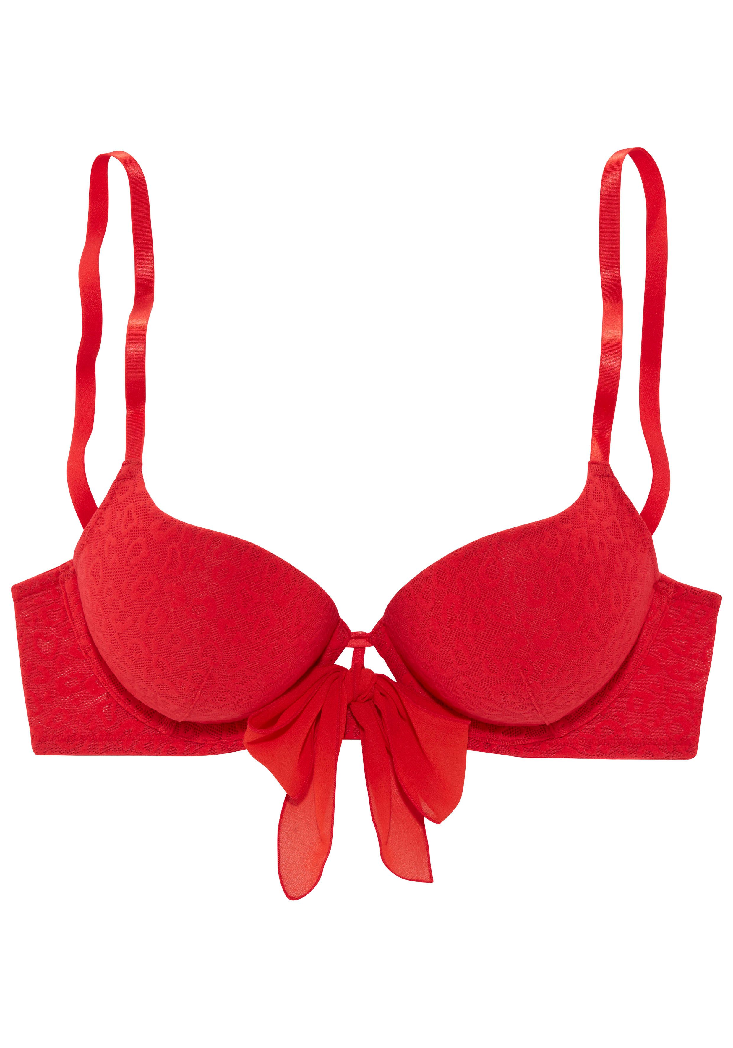 Vivance Push-up-bh ANNA met beugel en vrouwelijke strik aan de voorkant, sexy lingerie push-up bh's maat 70 rood