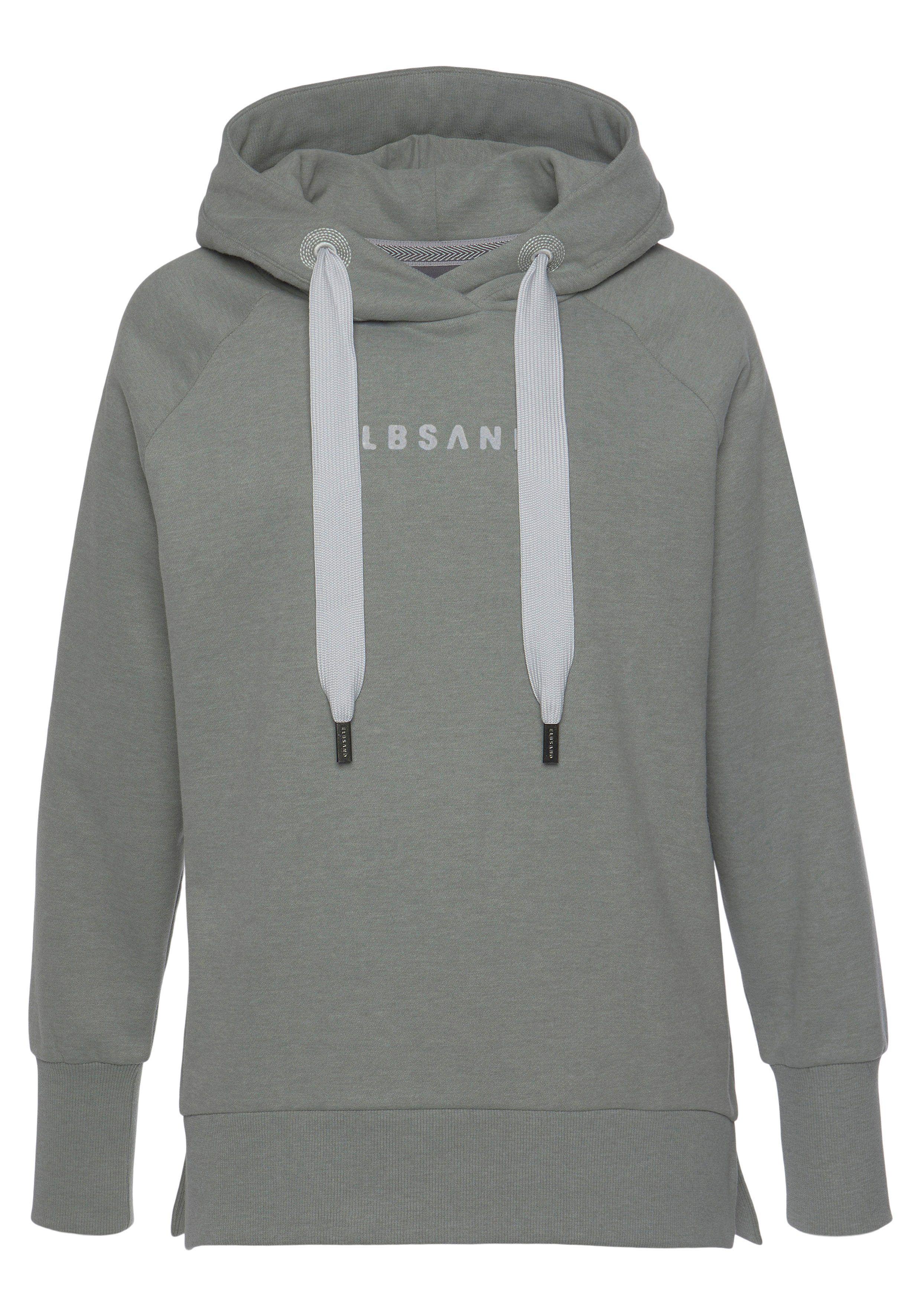 Elbsand Hoodie Svana met logoprint, comfortabele hoodie, zijslitsen strandtruien maat L (40) groen