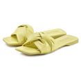 lascana slippers muiltje van leer met zachte binnenzool en modieus carré model geel