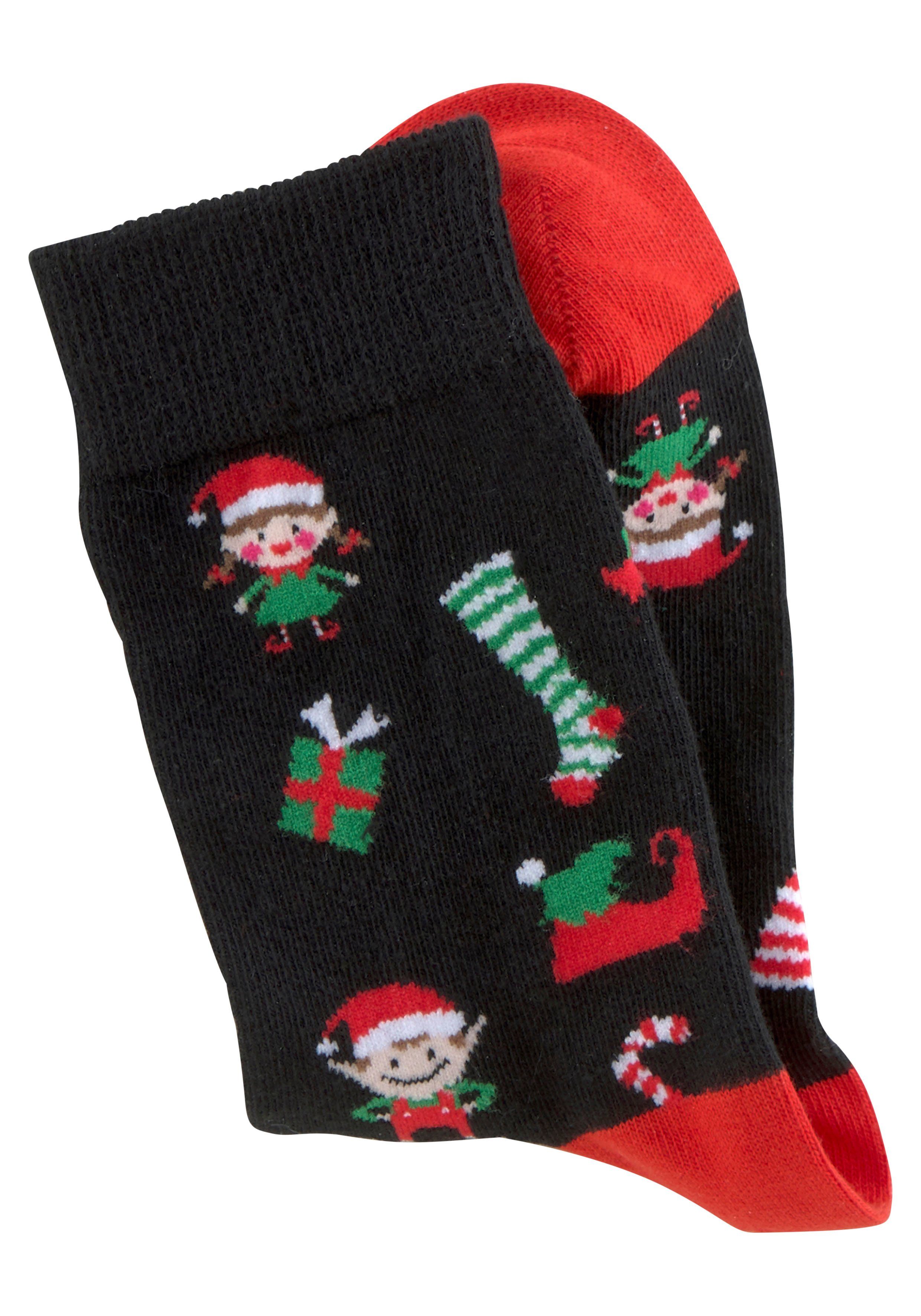 H.I.S Sokken met leuke kerstmotieven (set, 3 paar)