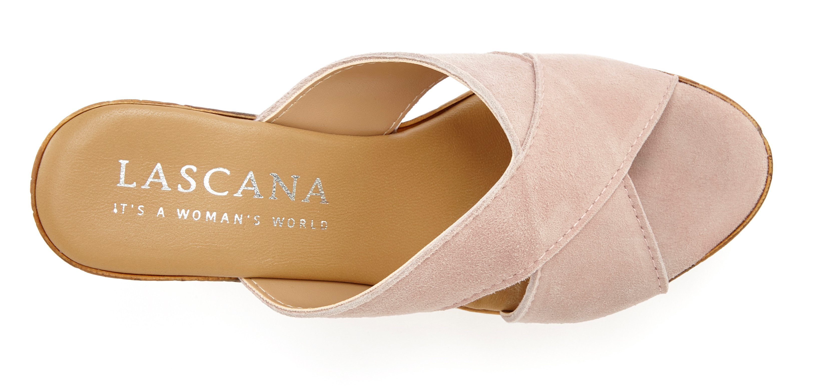 Lascana Slippers Mule, sandaal, open schoen van leer met blokhak