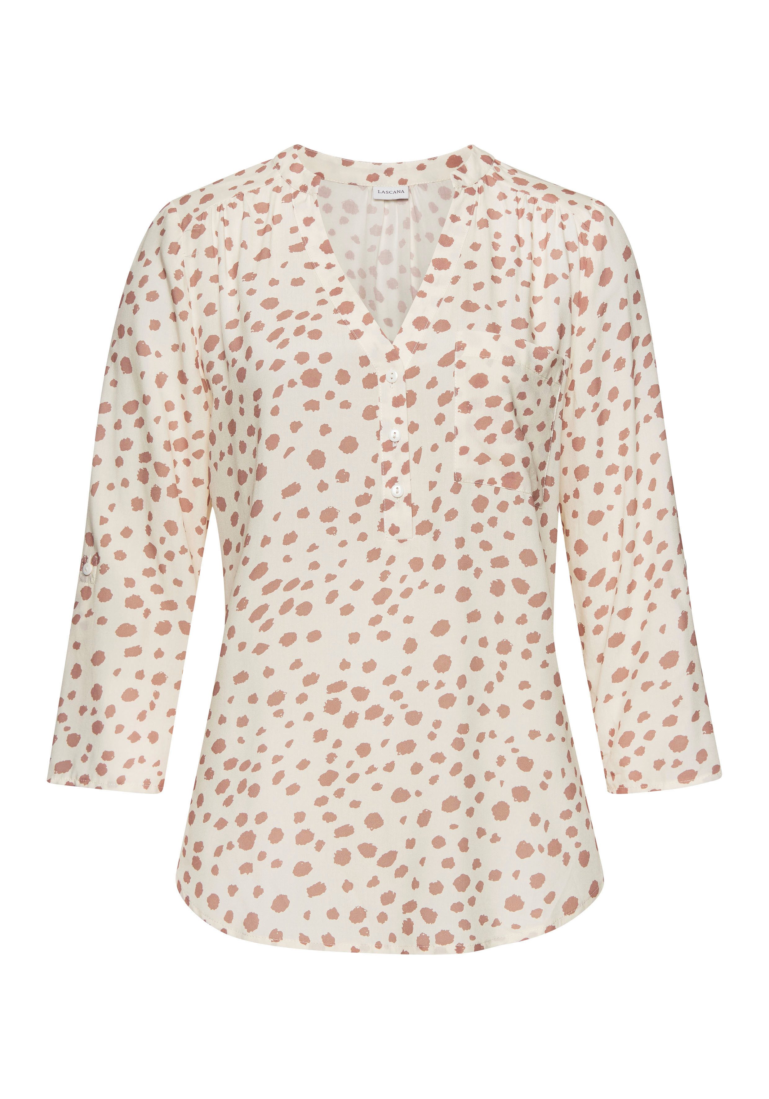 Lascana Blouse zonder sluiting met 3/4-mouwen en knoopsluiting, damesblouse