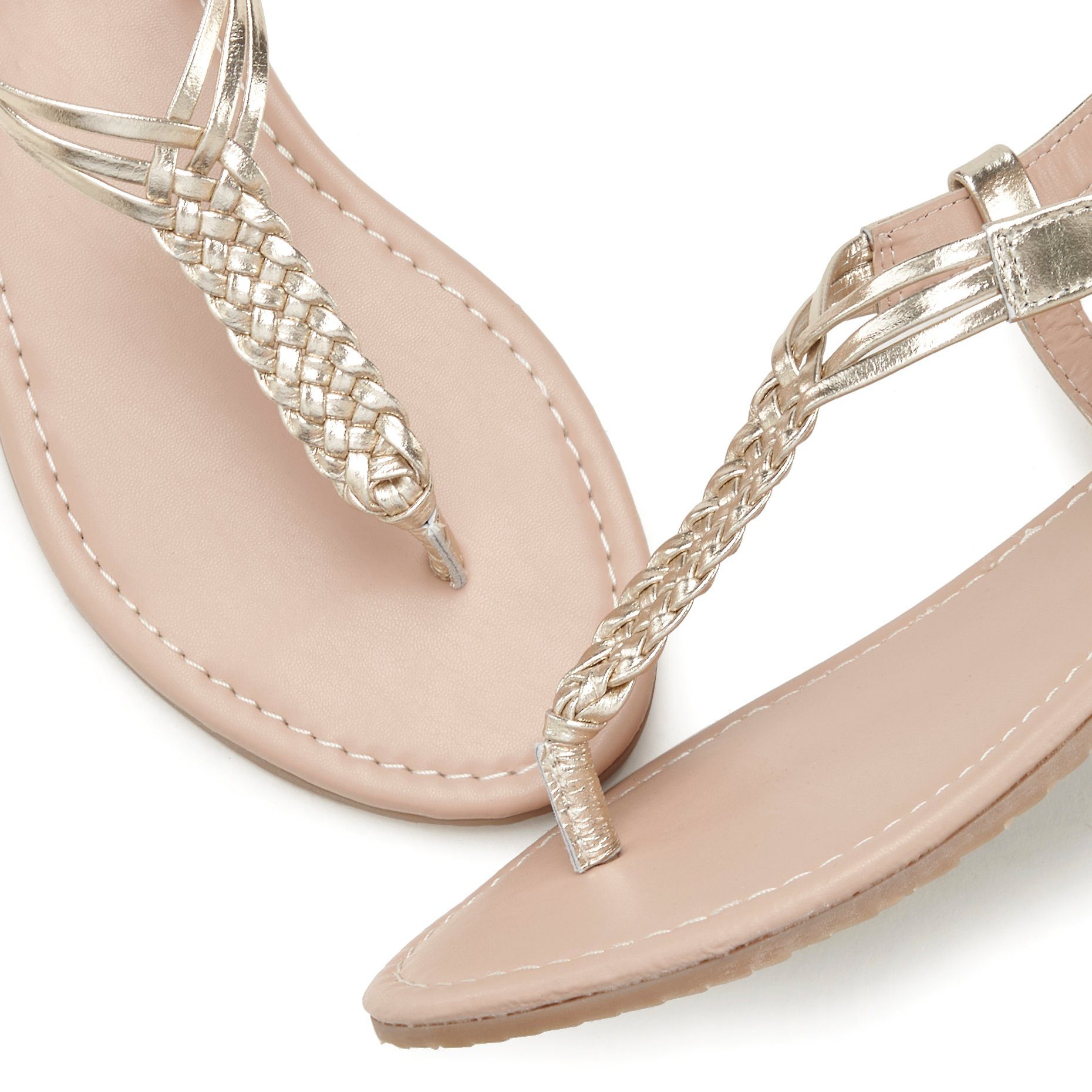 Lascana Teenslippers Sandalet, Zomerschoen Sandaal van leer met vlecht-look