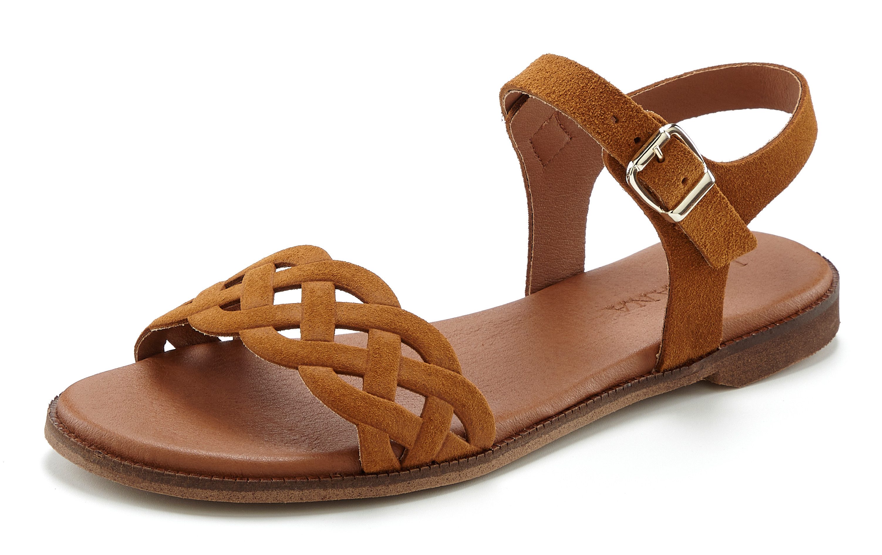 Lascana Sandalen Zomerschoen Sandalette, zomerschoen van leer met uitsparingen en zachte binnenzool