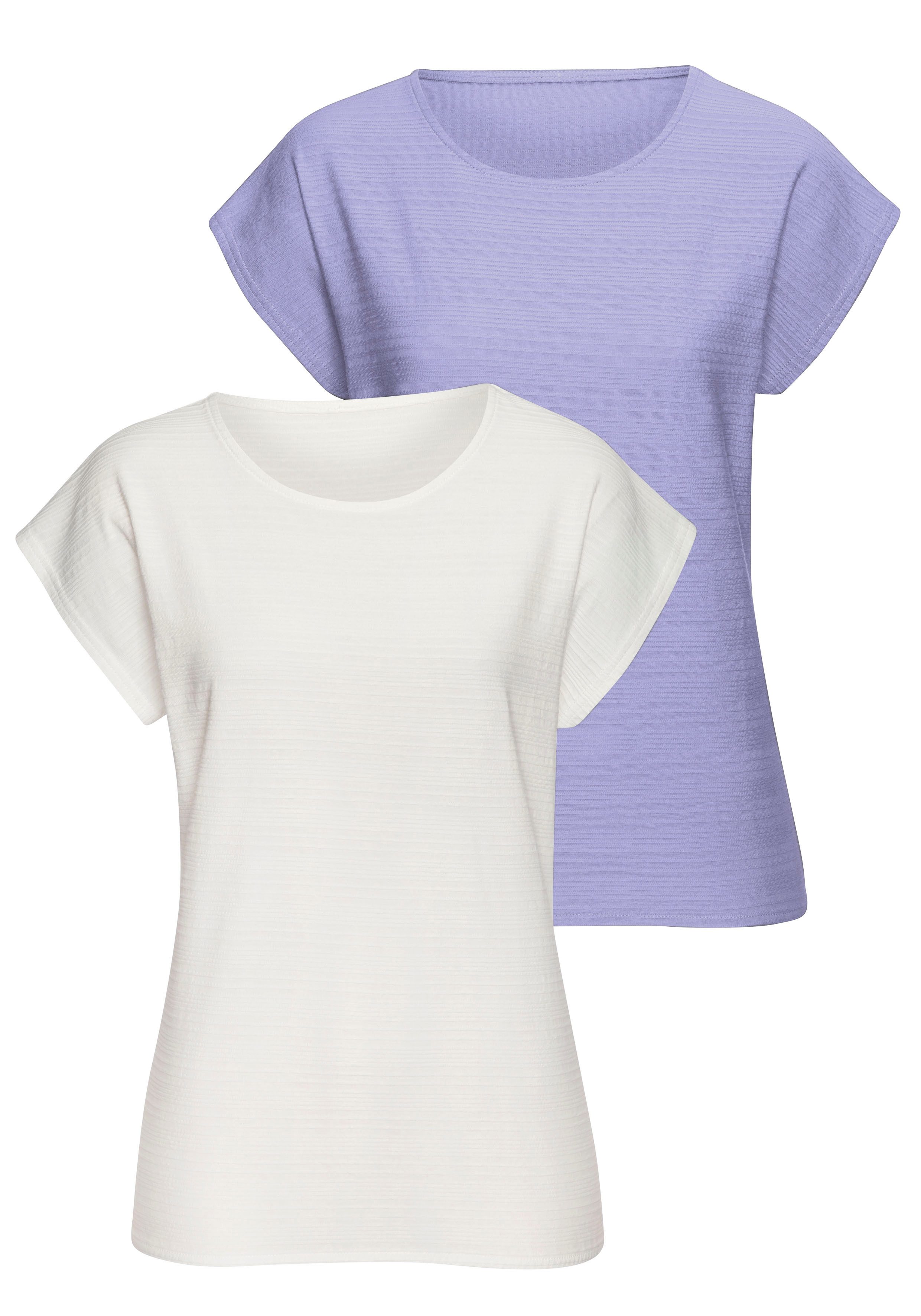 Vivance T-shirt Met modieuze streepstructuur in een zachte katoenkwaliteit (set)