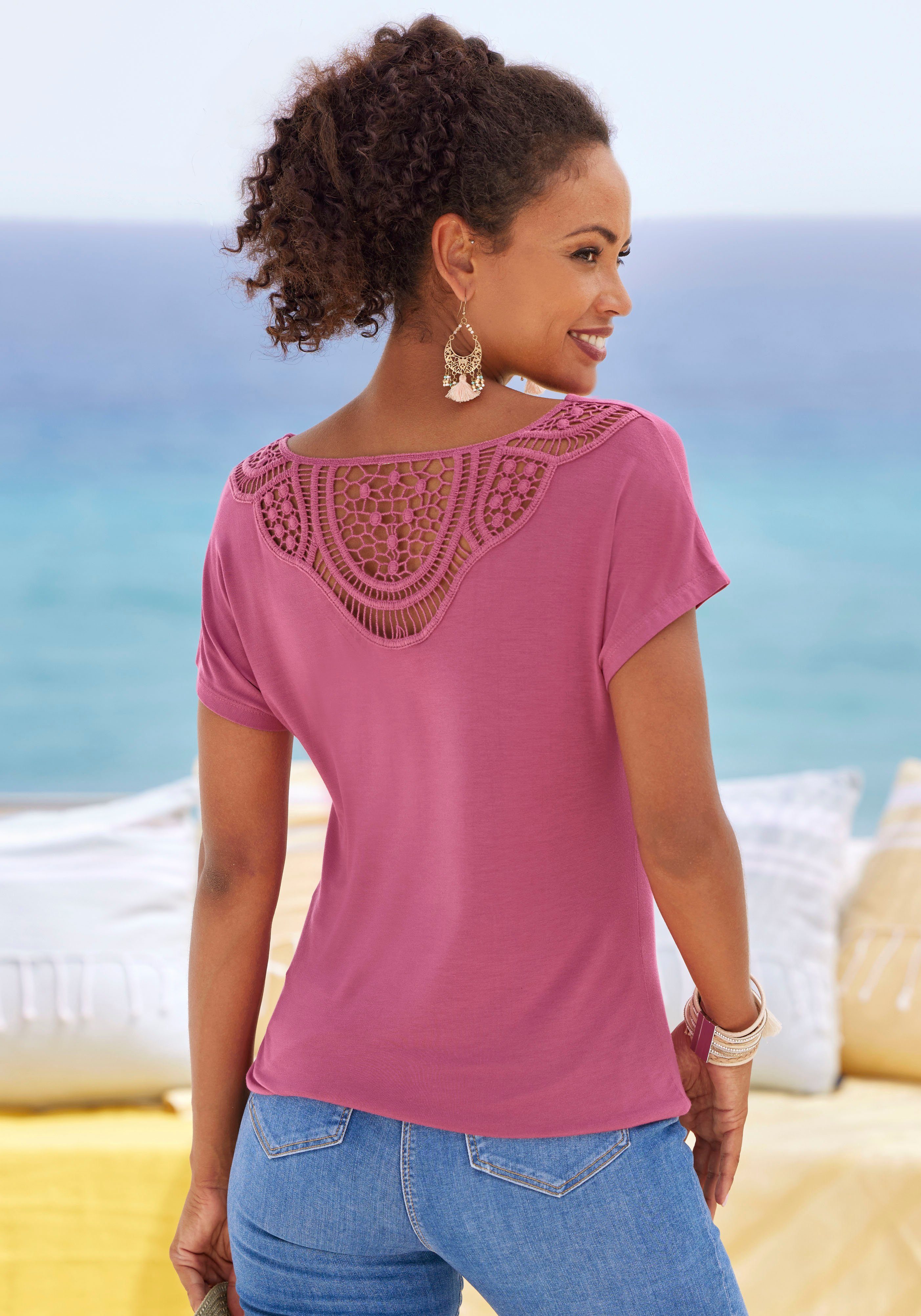 Vivance Shirt met korte mouwen Met haakwerk aan de achterkant (Set van 2)