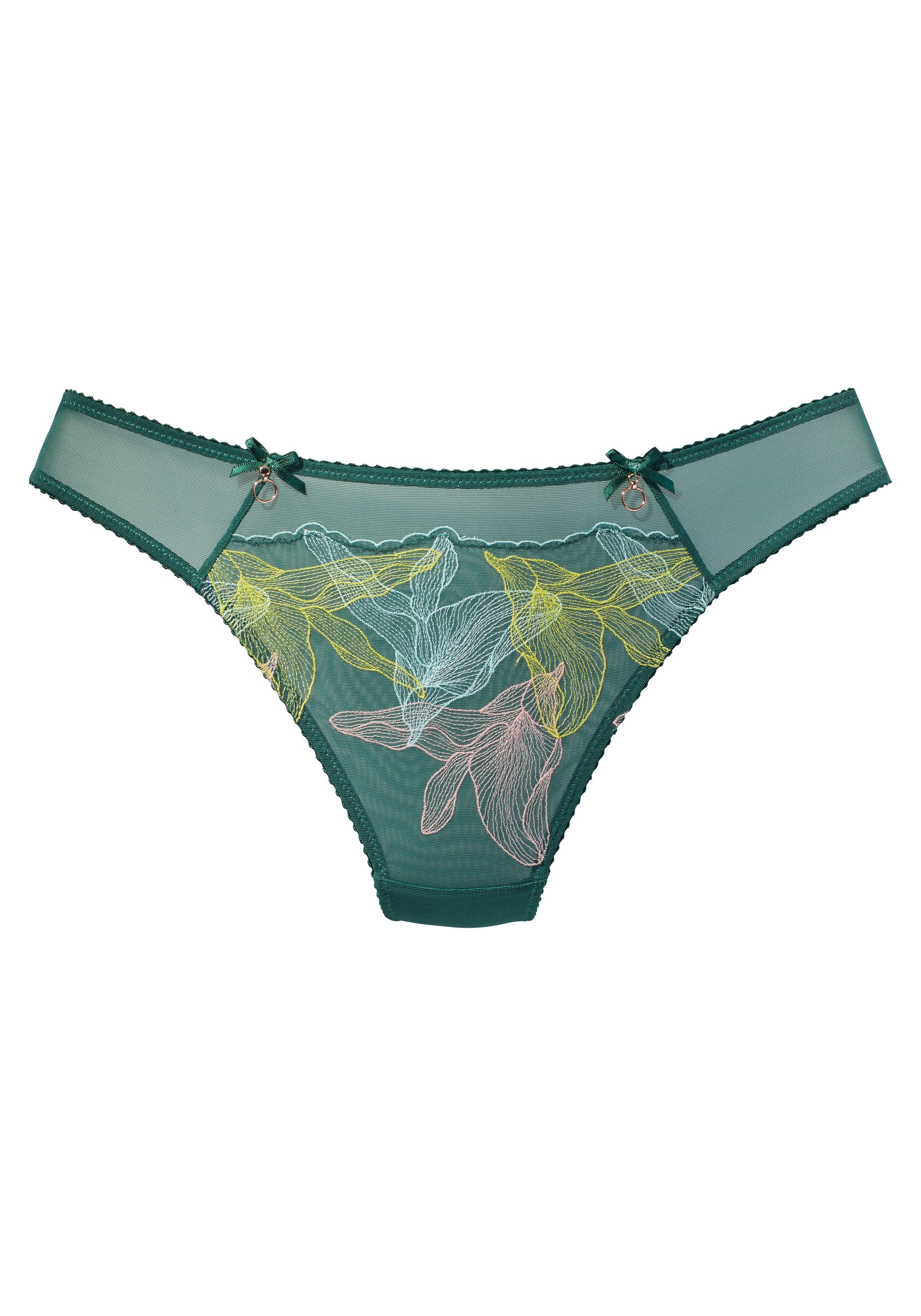 Lascana String Gabriella van mesh met delicate borduursels, transparant ondergoed