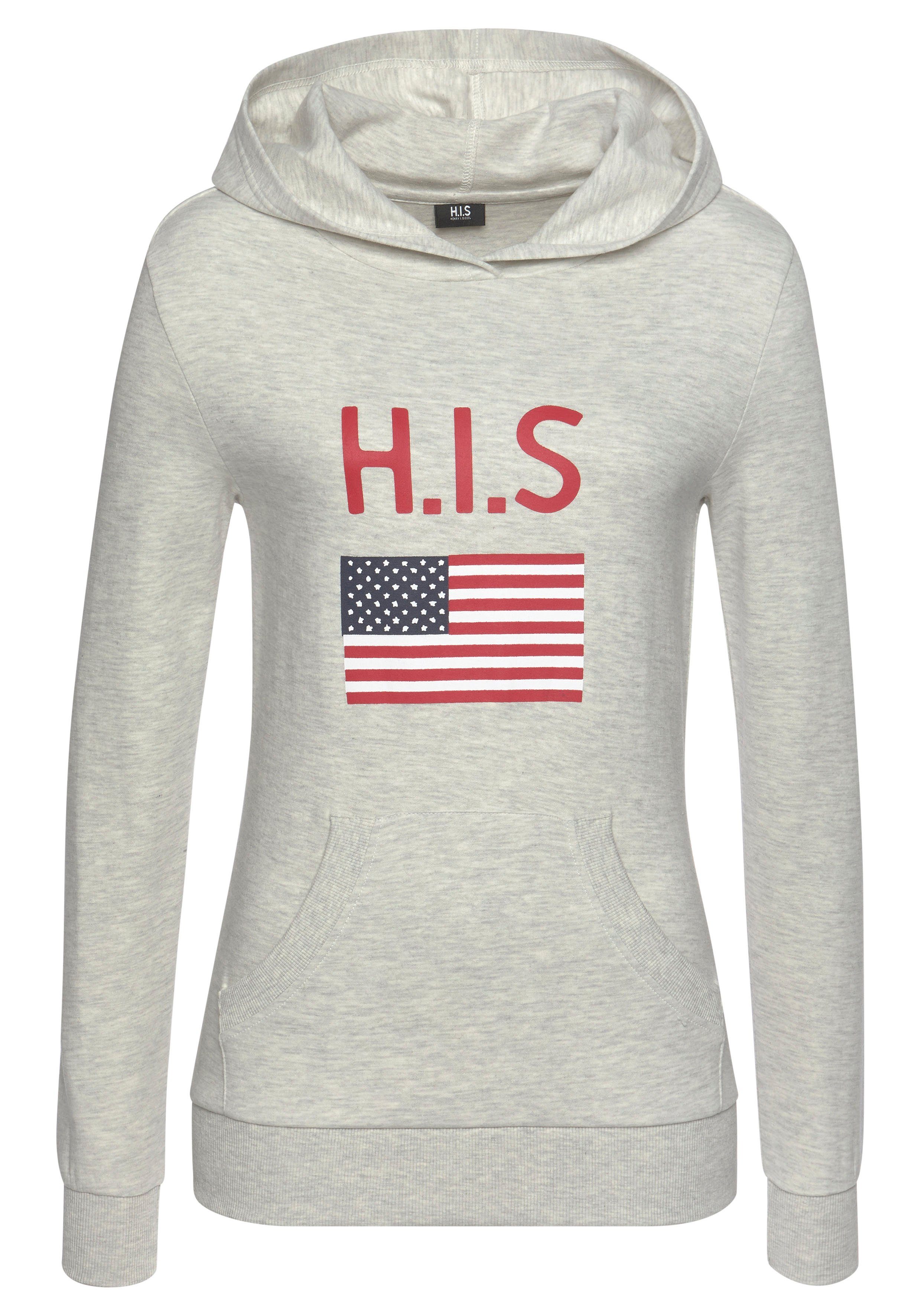 H.I.S Hoodie met logoprint en kangoeroezak, loungepak, hoodie