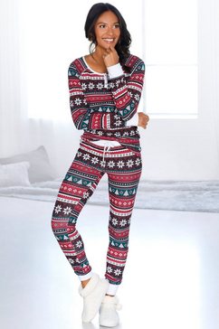 lascana pyjama met kerstachtig motief rood