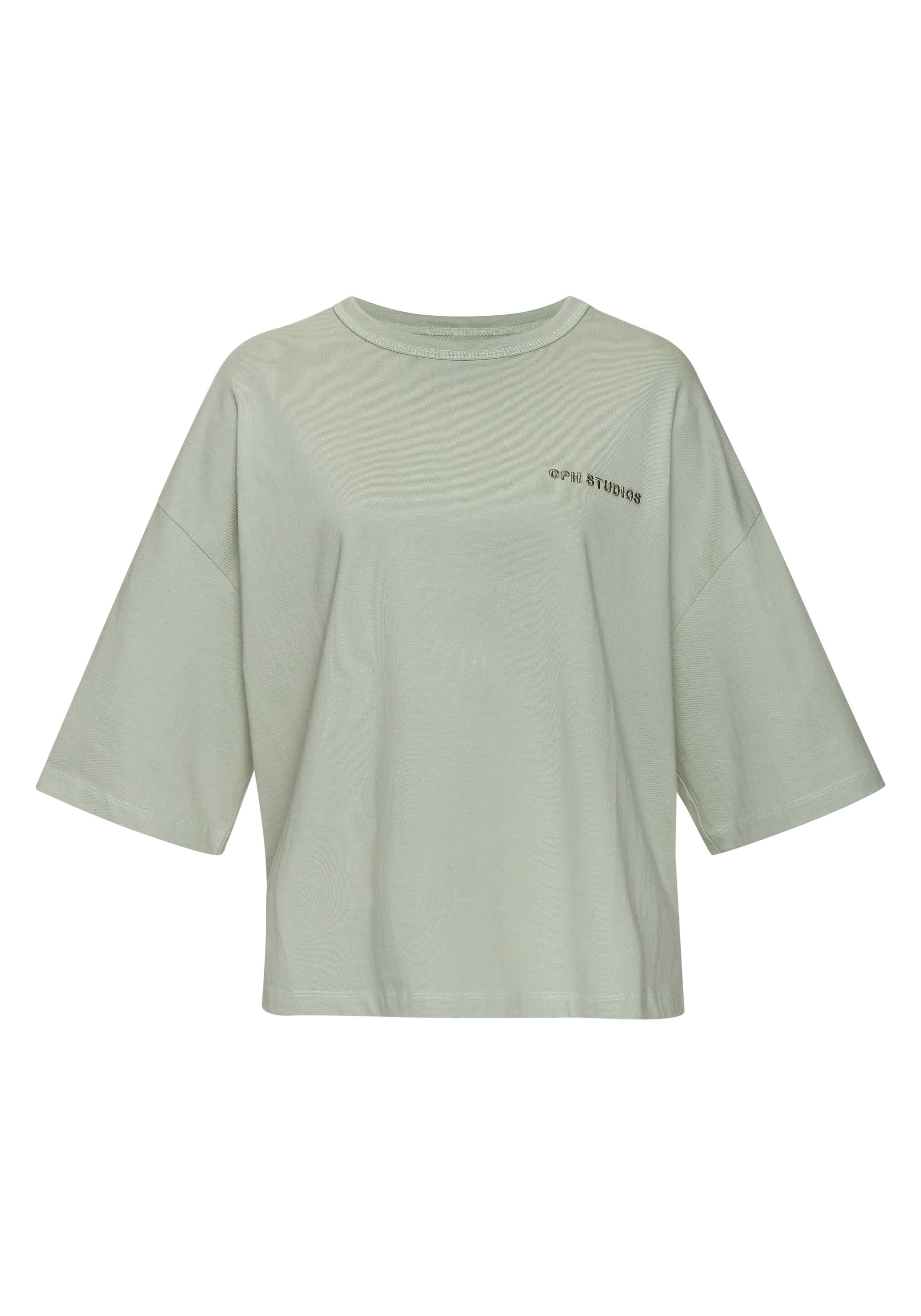 Copenhagen Studios Oversized shirt Met hoogwaardige logoborduring van zware biologische katoen kwaliteit shirts maat S (36) groen