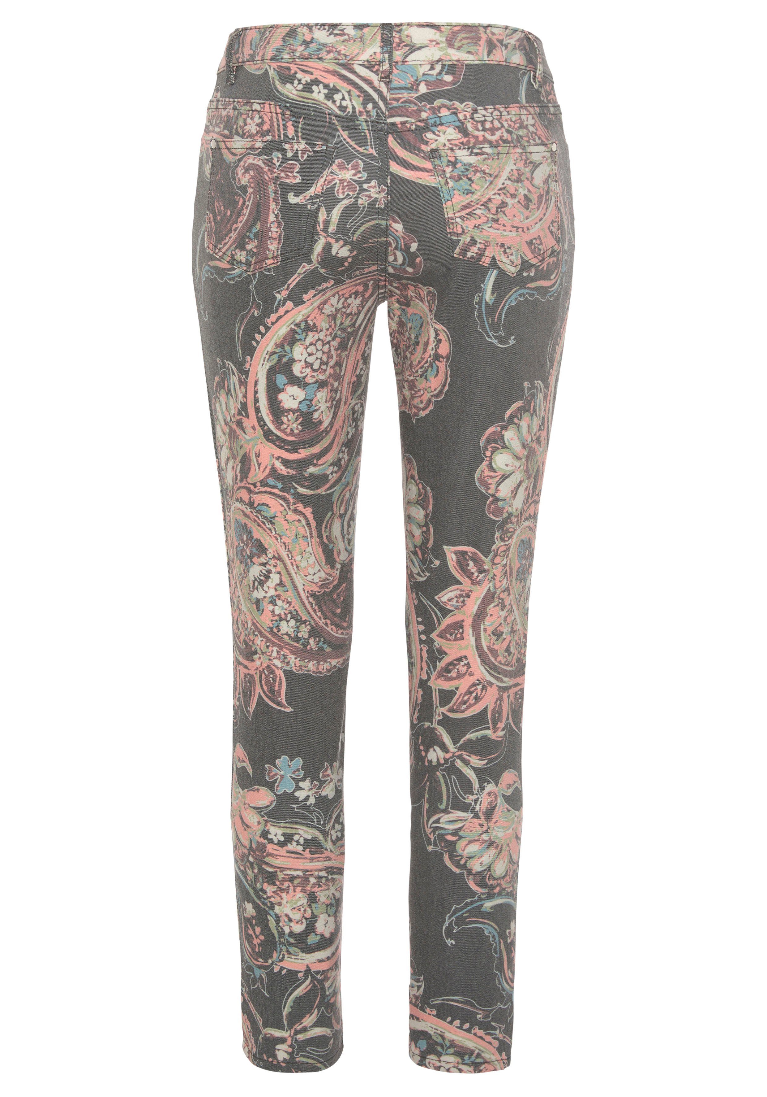 Lascana 7/8-jegging met paisley-print, smalle pasvorm, super-stretch-kwaliteit