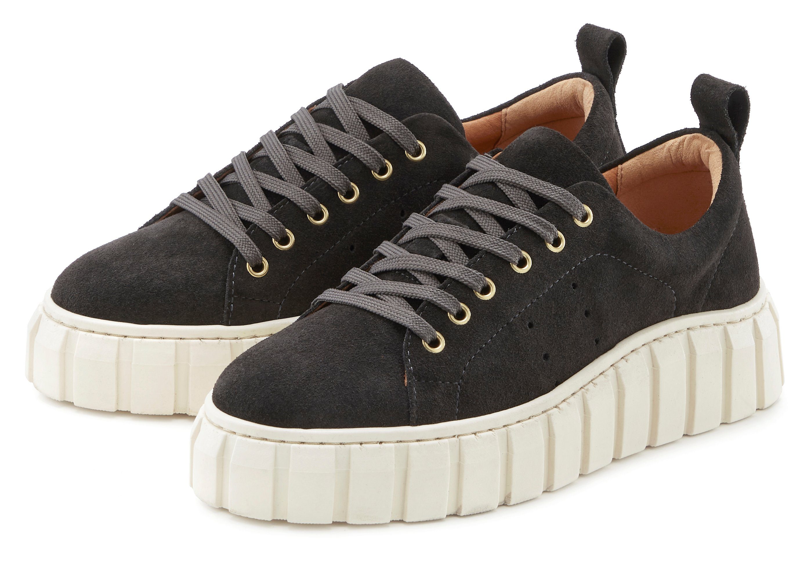 Elbsand Sneakers Vrijetijdsschoen, veterschoen, lage schoen van leer met plateaus zool