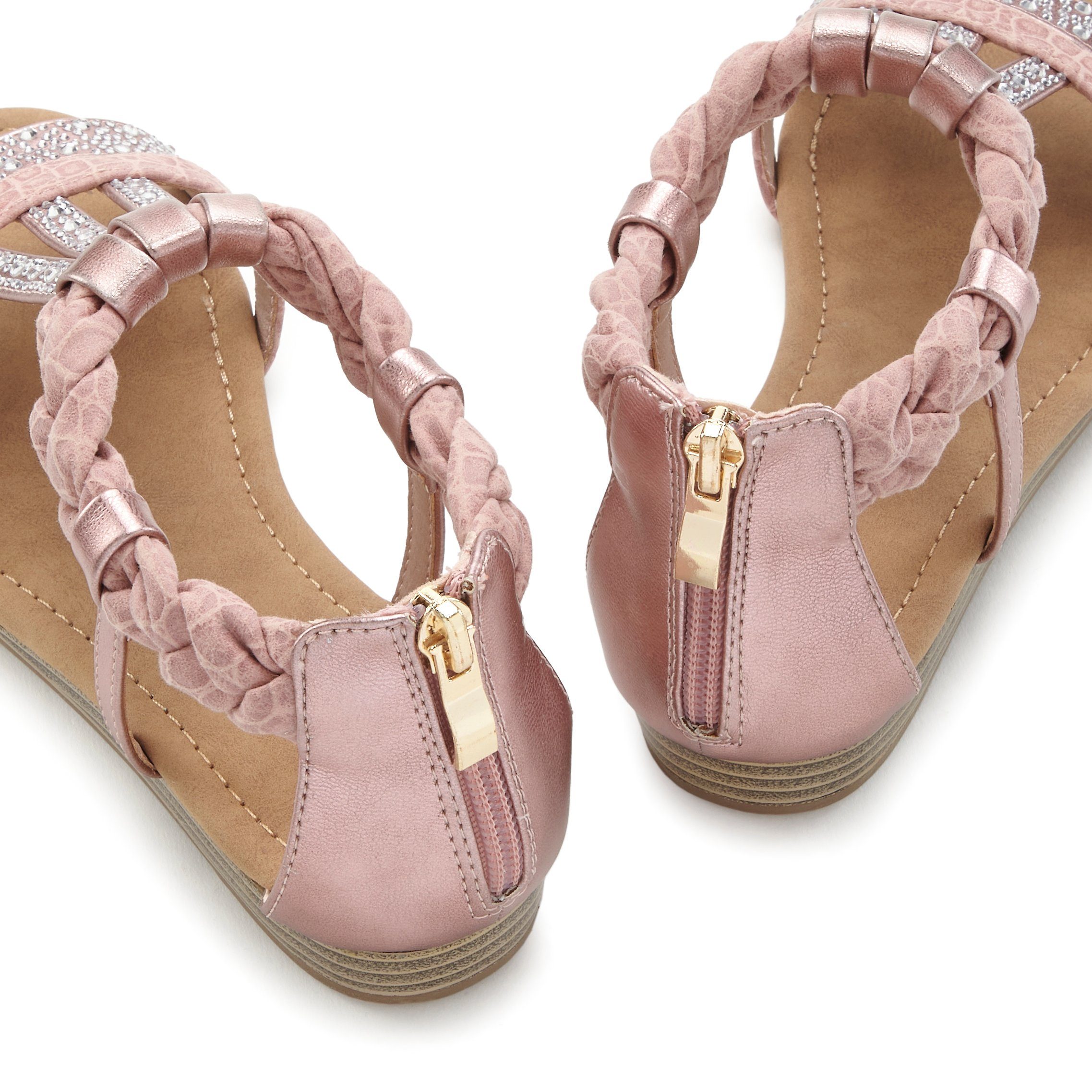 Lascana Sandalen Zomerschoen met glinsterende stenen, kleine sleehak, sandaal, zomerschoen vegan