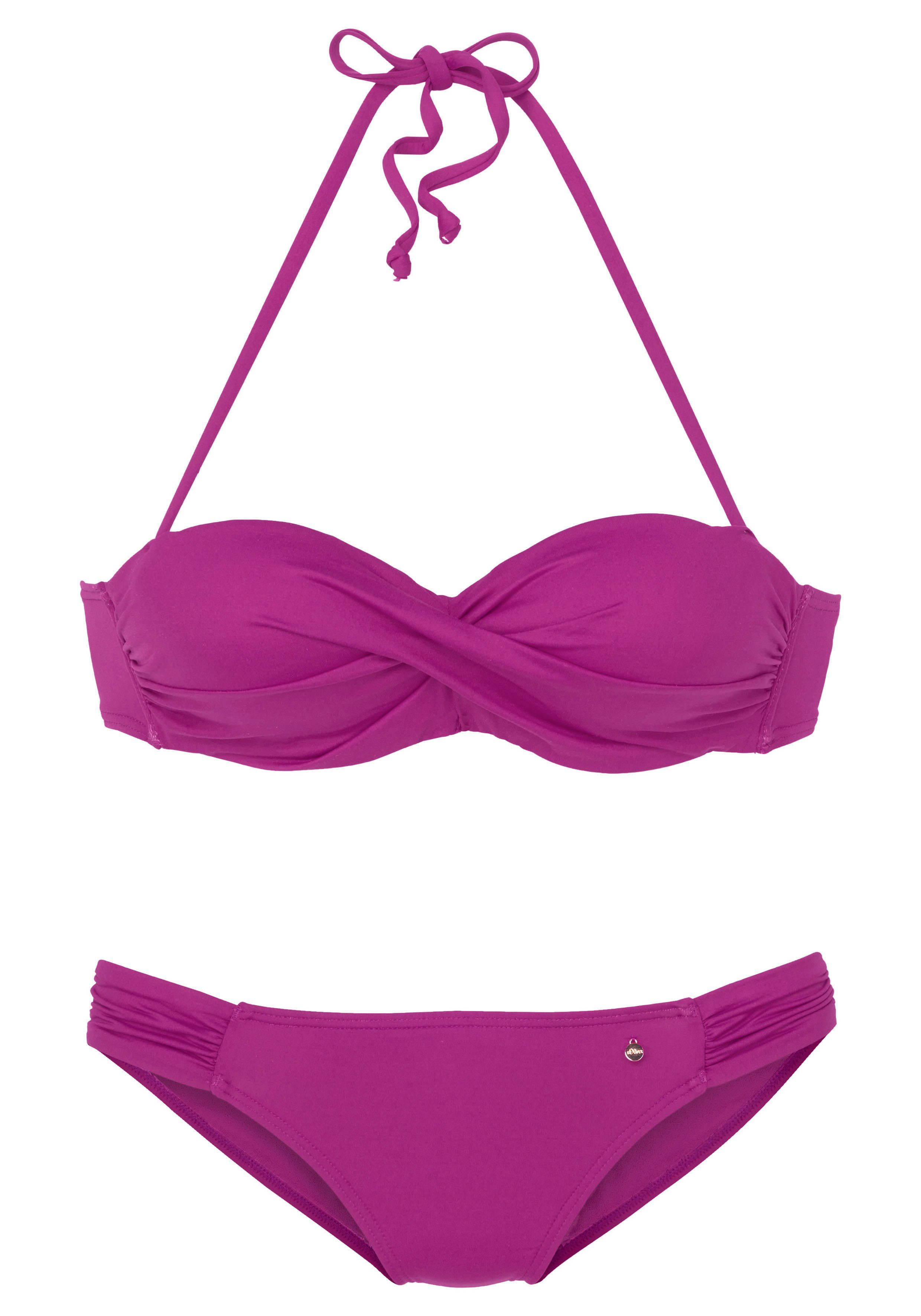 s.oliver red label beachwear beugelbikini in bandeaumodel met ruches roze