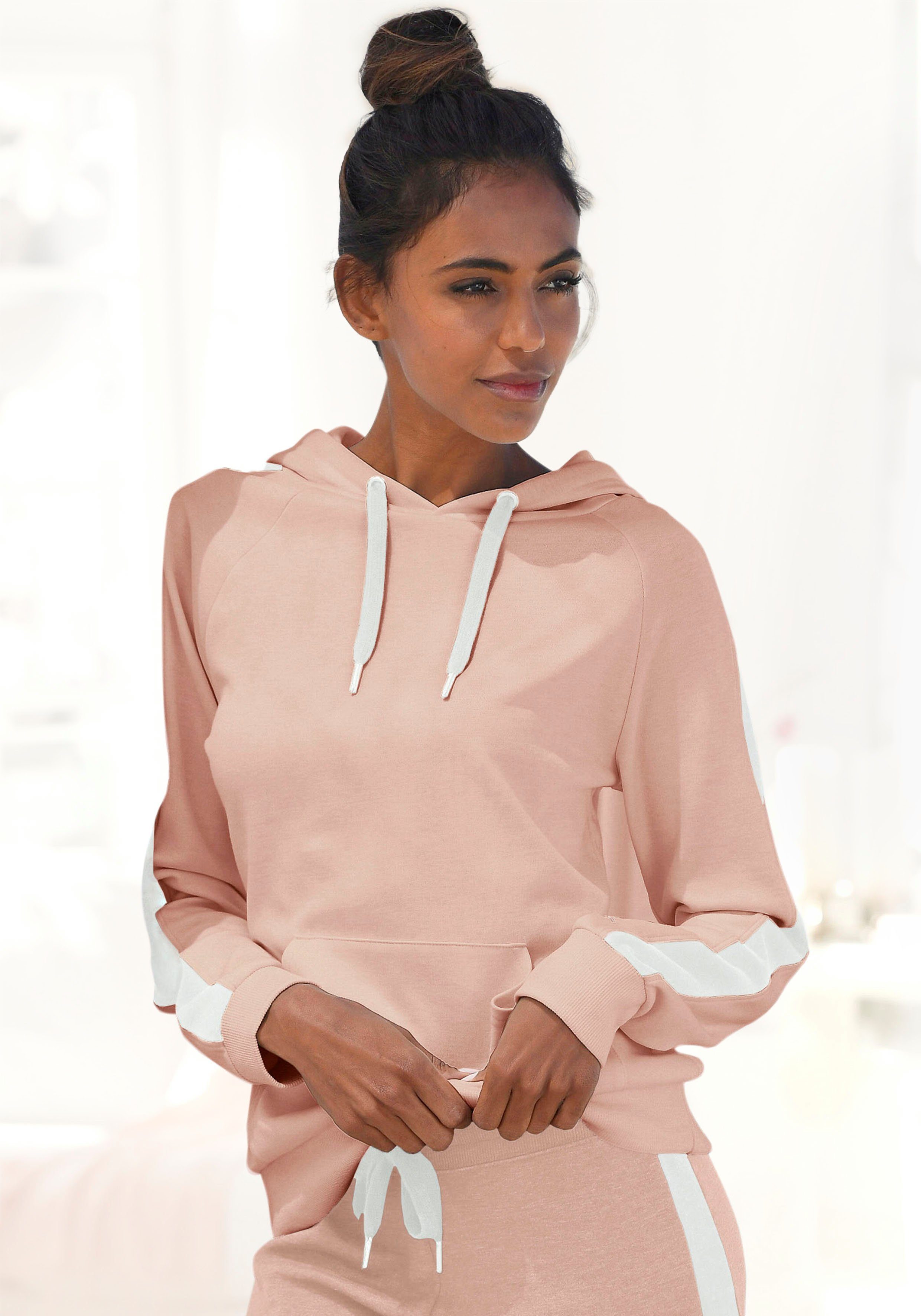 Bench. Loungewear Hoodie met zijstrepen en kangoeroezak, loungepak, hoodie