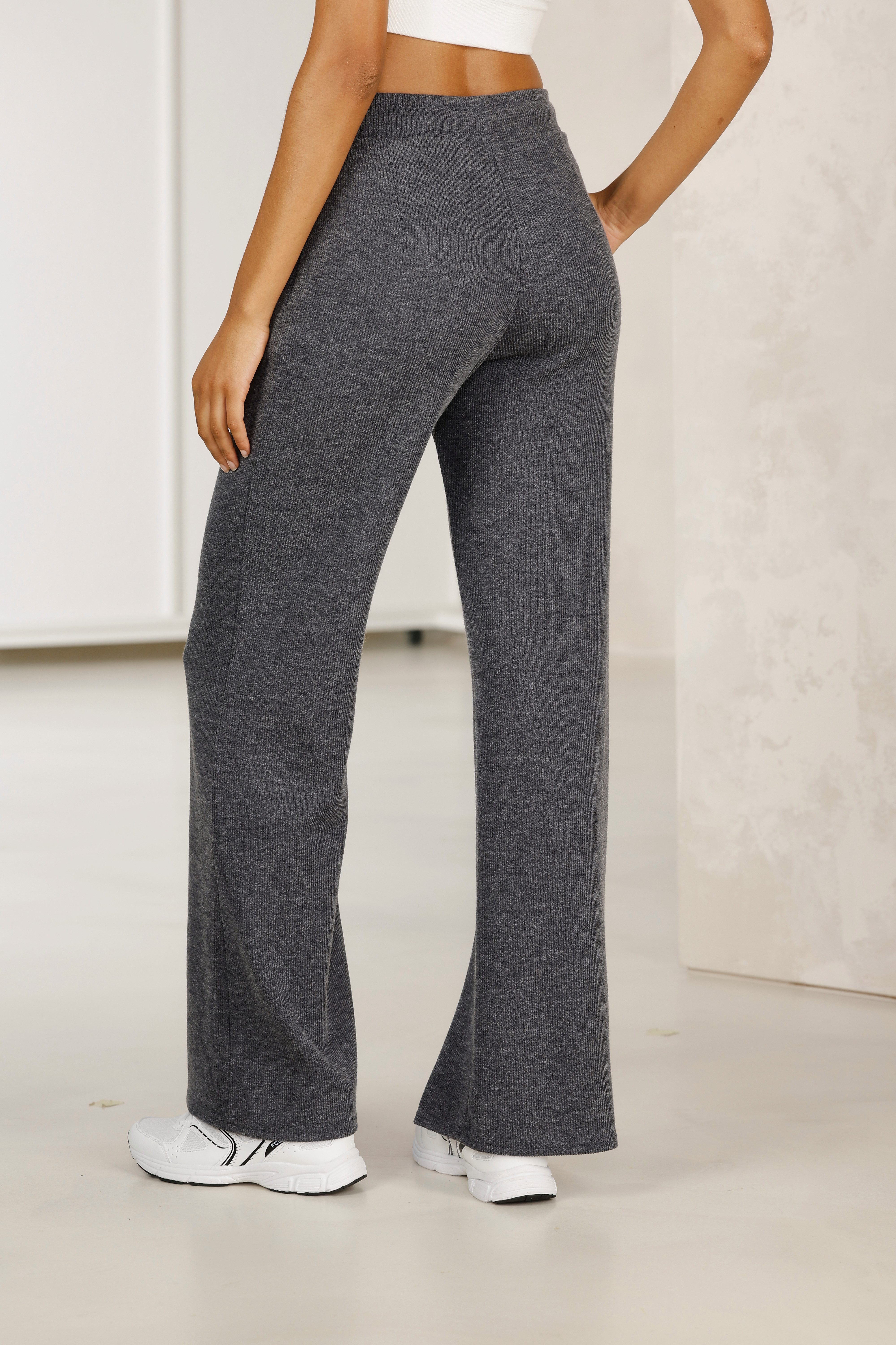 French Connection Loungebroek in geribde tricot-look