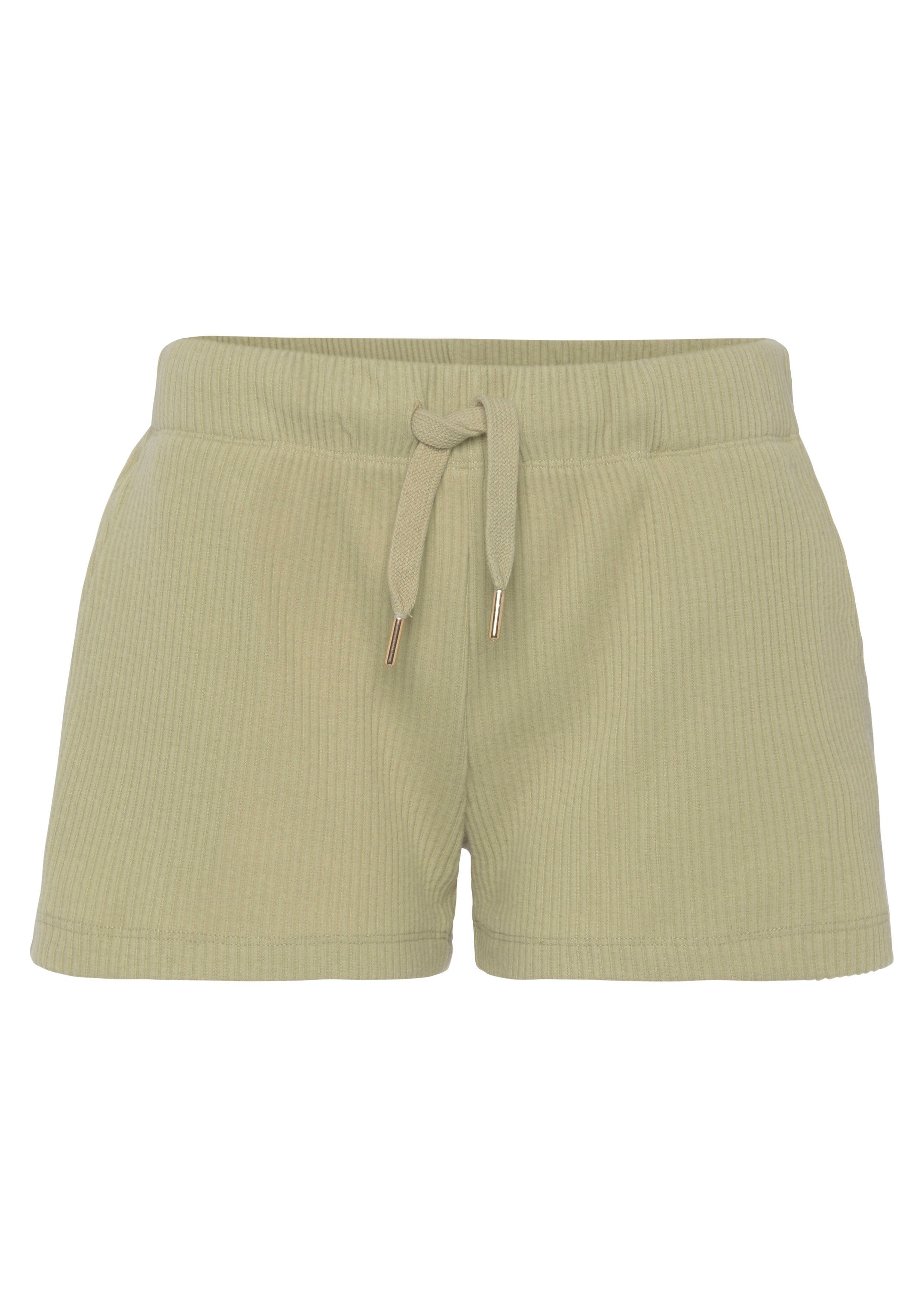 s.Oliver RED LABEL Beachwear Sweatshort - Korte broek in geribde stof Korte broek van ribkwaliteit met zijzakken, loungewear lounge broeken maat 44/46 groen