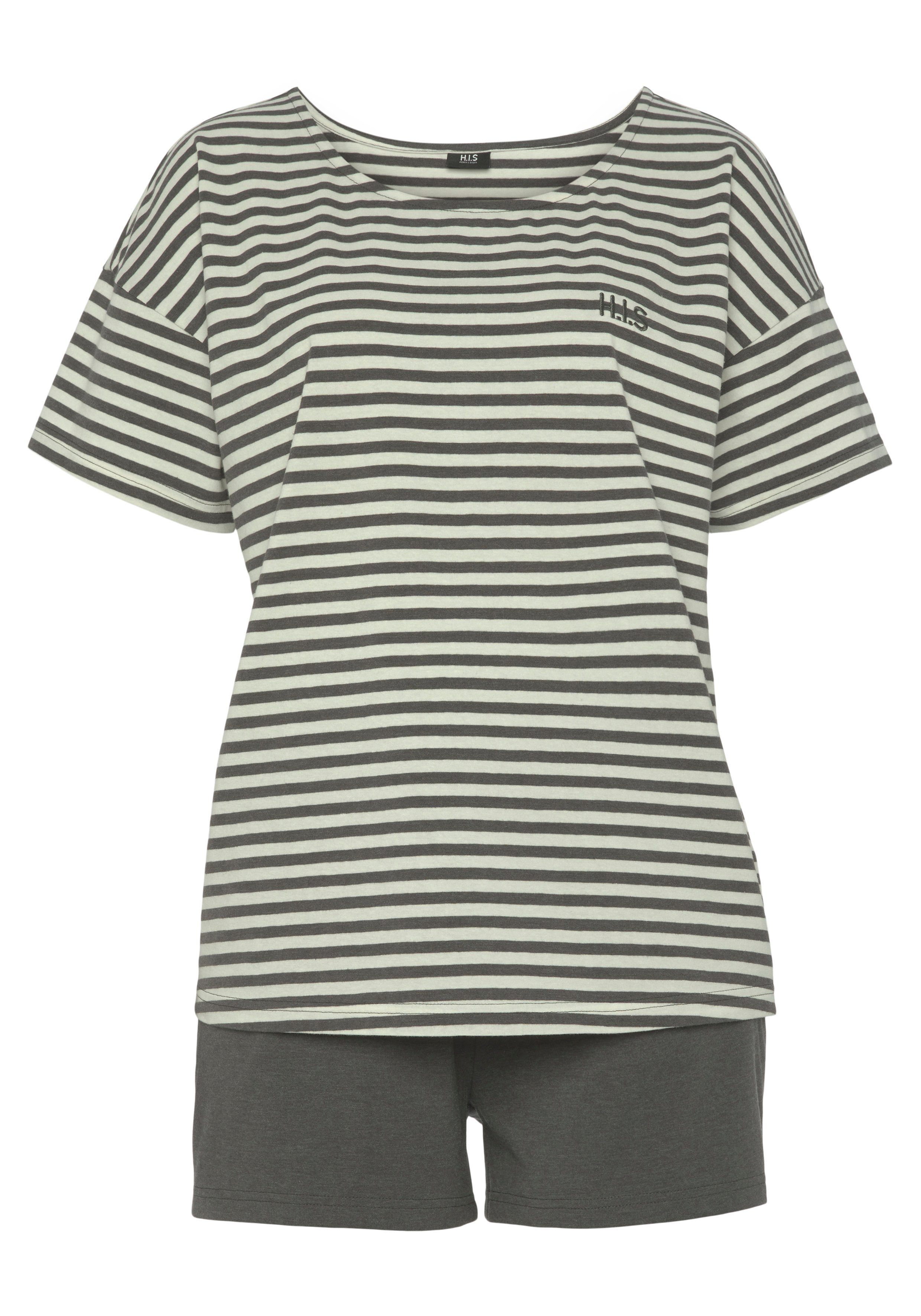 H.I.S Shortama met logoborduursel op borsthoogte (2-delig)