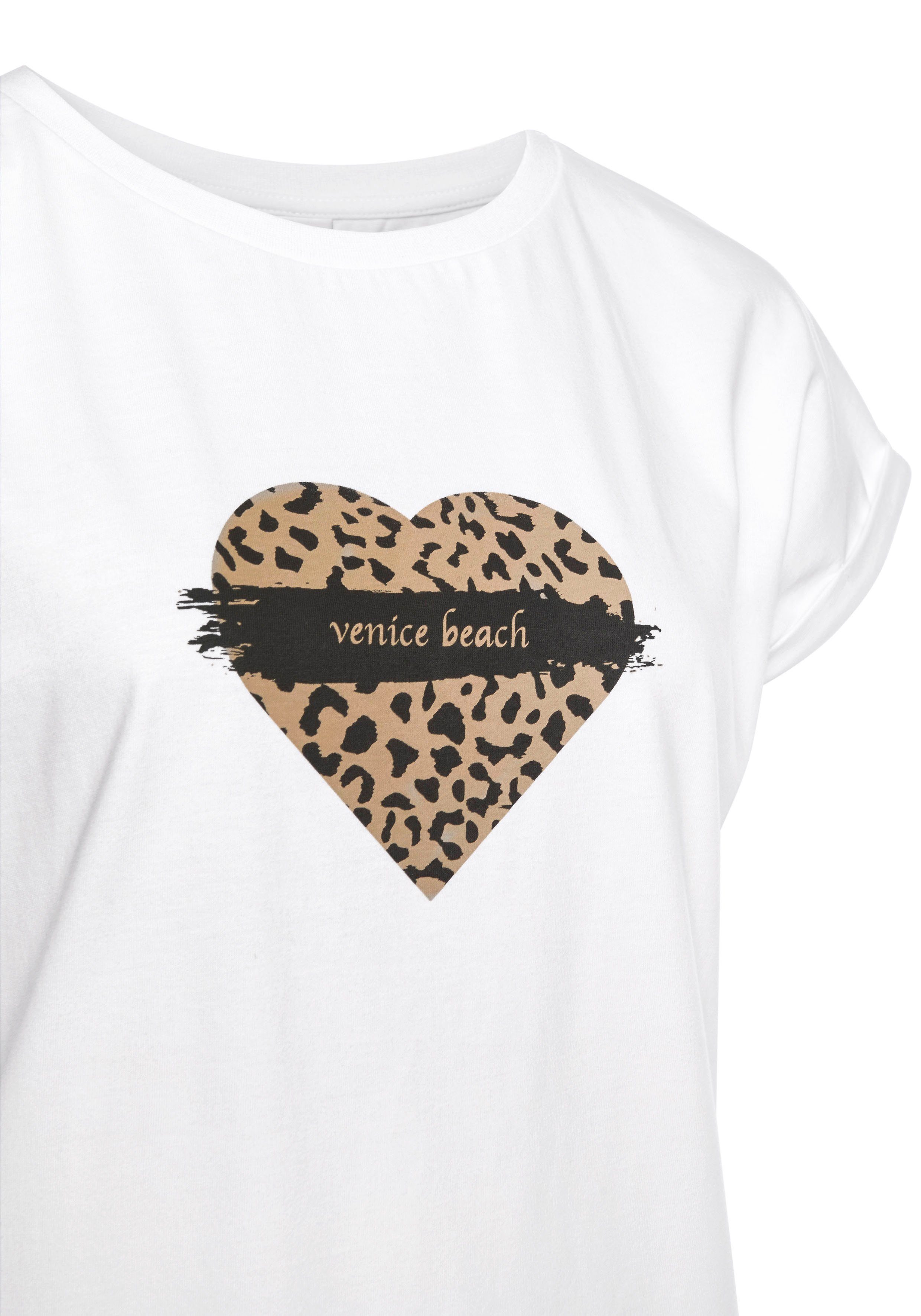 Venice Beach Shirt met korte mouwen met print op de voorzijde, katoenen t-shirt, losse pasvorm