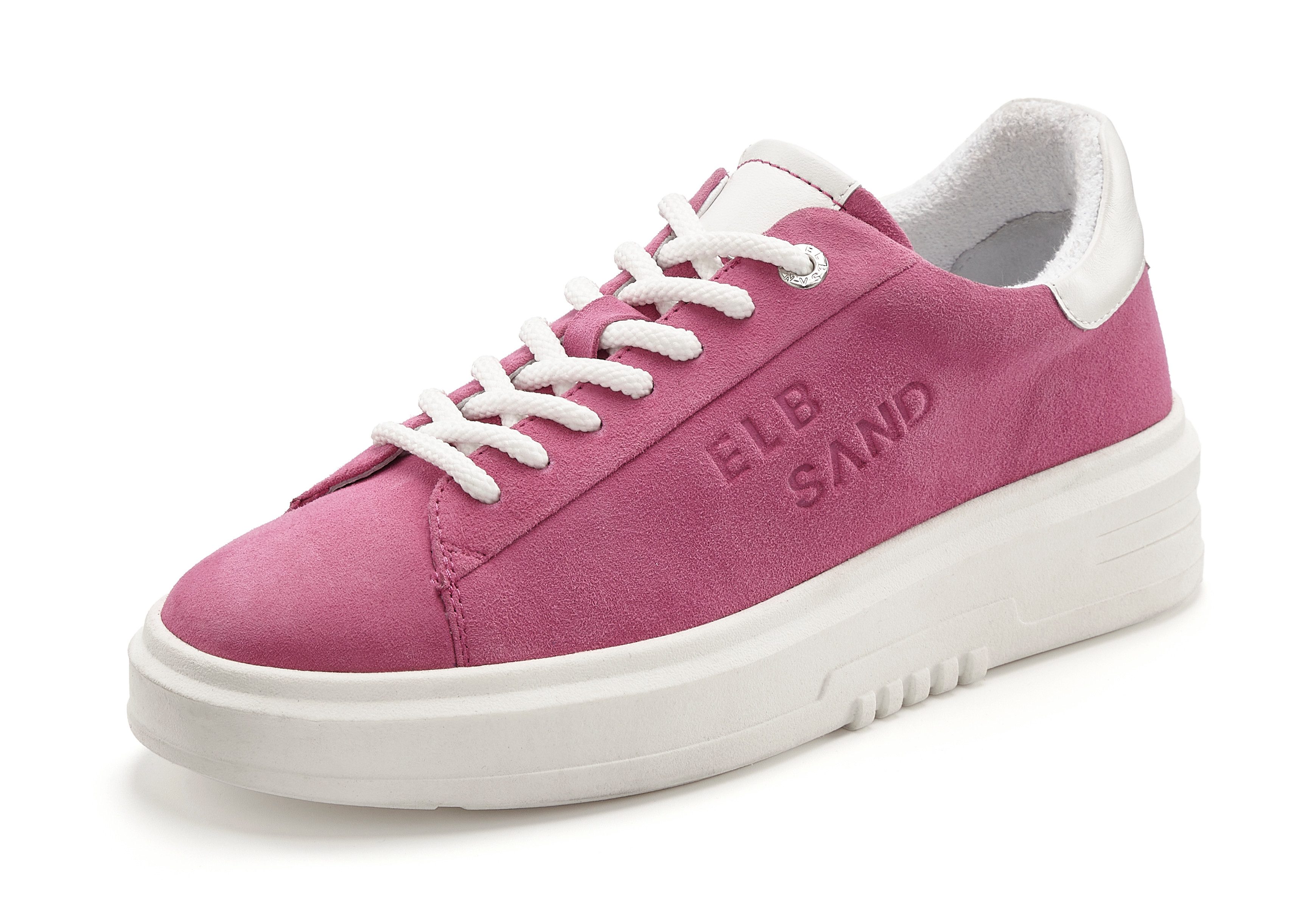 Elbsand Sneakers Veterschoen, vrijetijdsschoen van leer met modieuze plateaus zool