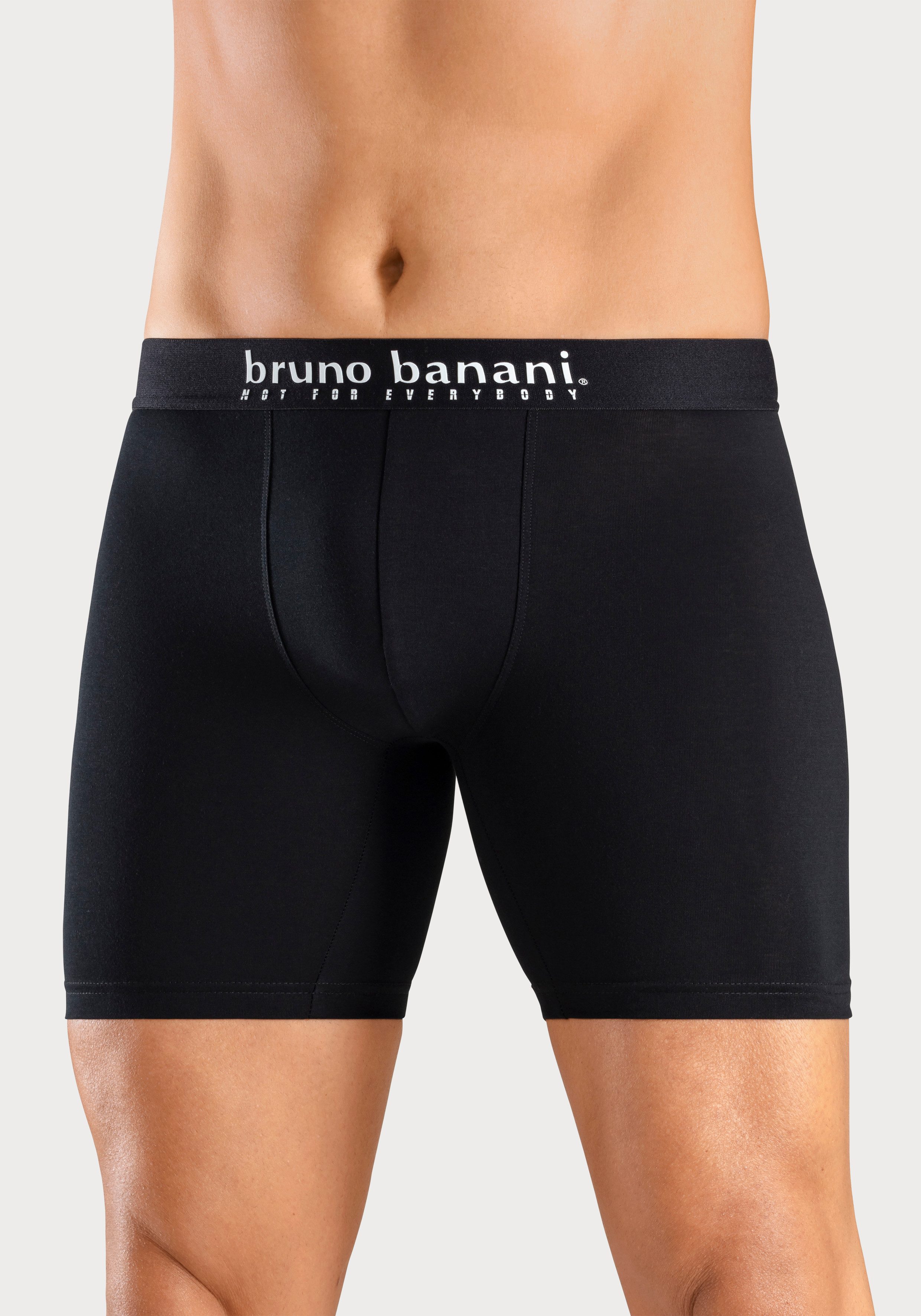Bruno Banani Lange boxershort met palmprint en effen van katoenmix (4 stuks, Set van 4)