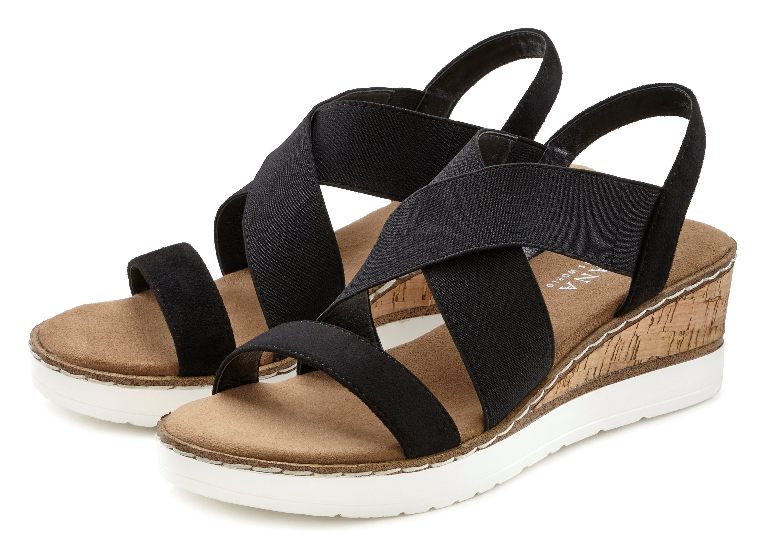 Lascana Sandaaltjes Sandaal, zomerschoen met sleehak en elastische bandjes VEGAN